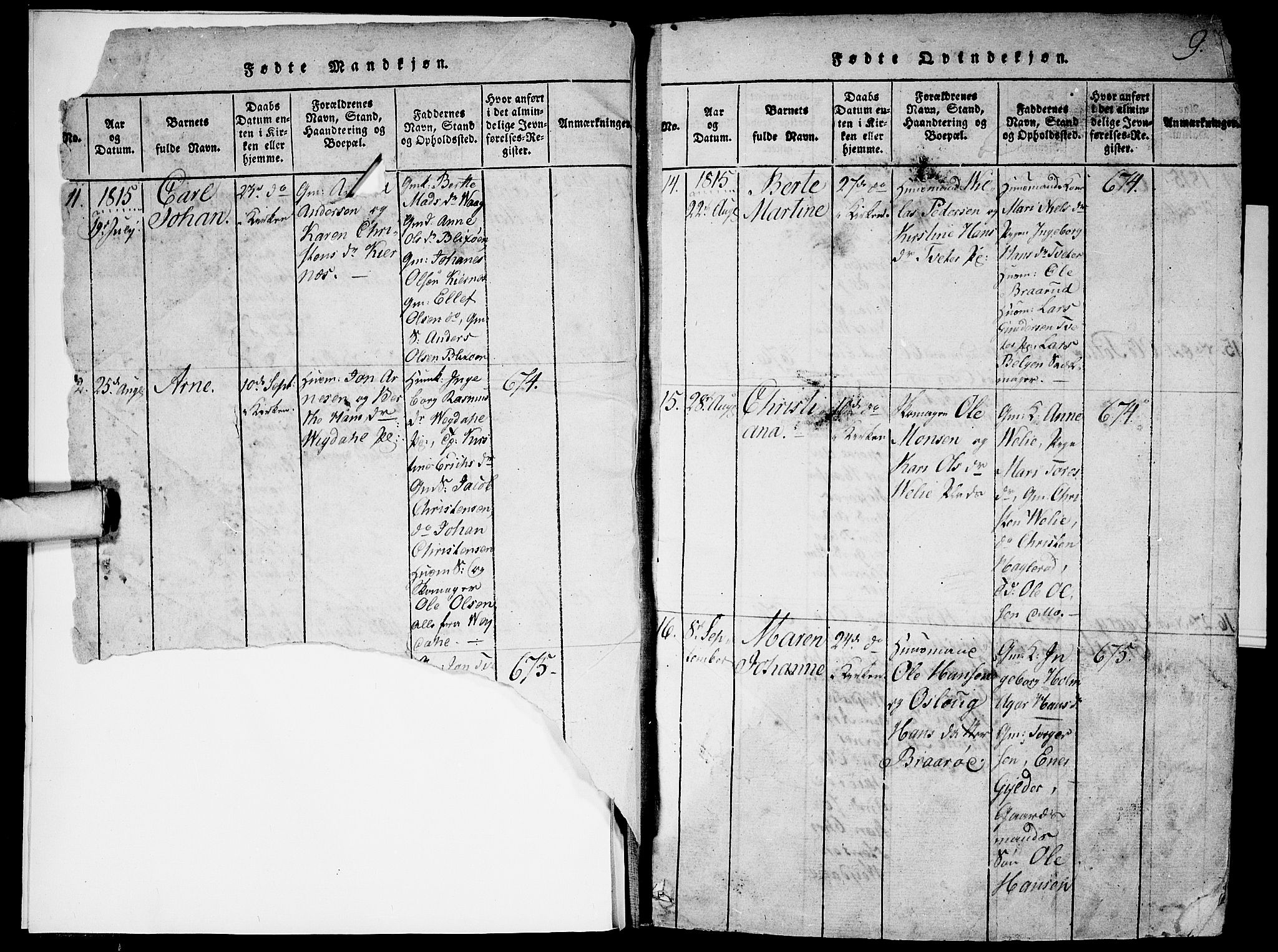 Våler prestekontor Kirkebøker, SAO/A-11083/G/Ga/L0001: Parish register (copy) no. I 1, 1815-1839, p. 8-9