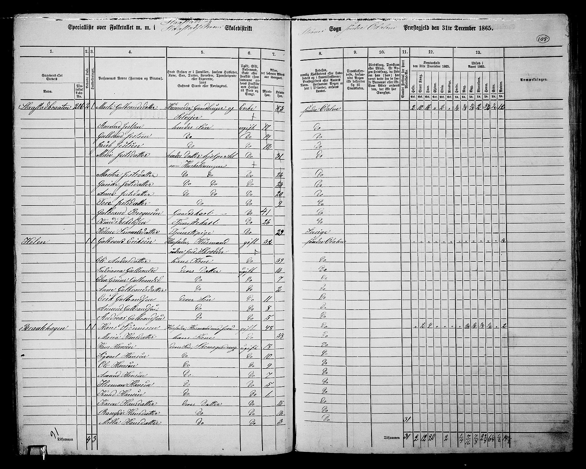 RA, 1865 census for Sør-Odal, 1865, p. 95