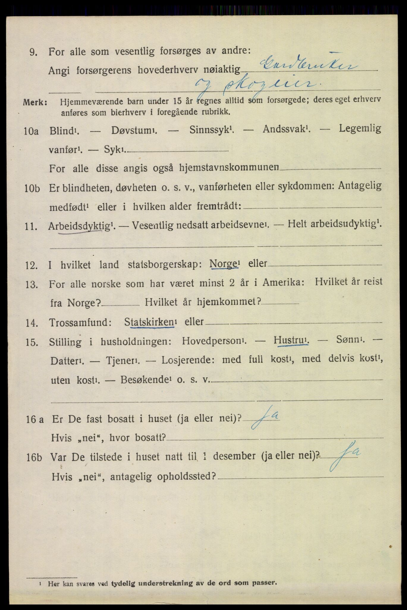 SAH, 1920 census for Elverum, 1920, p. 18007