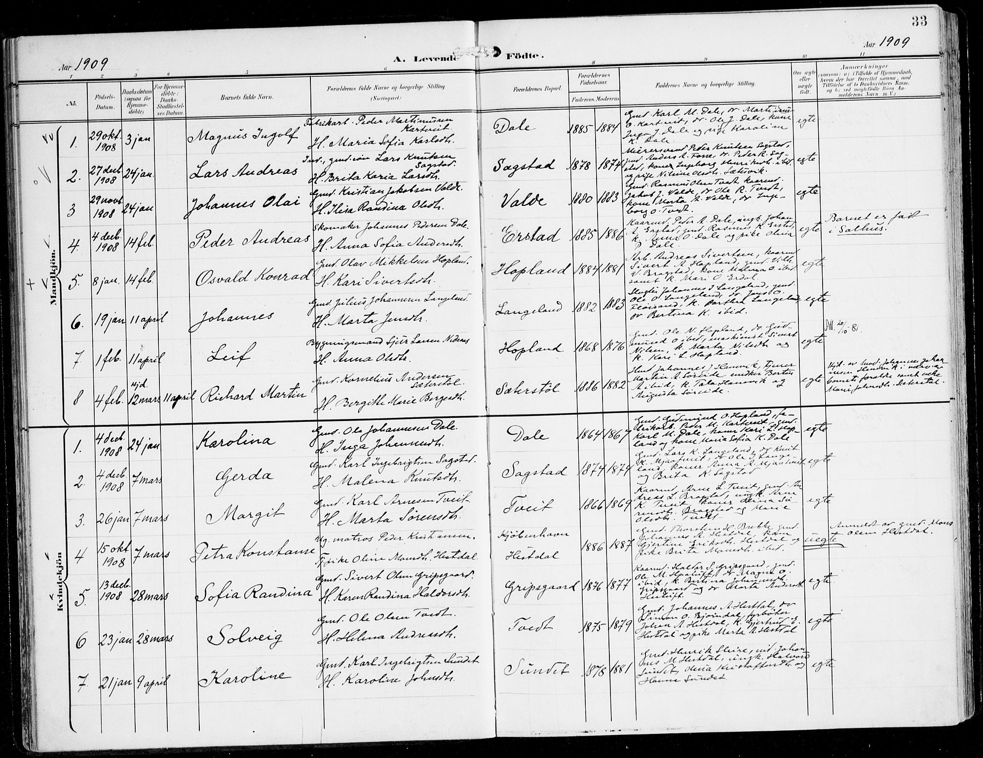 Alversund Sokneprestembete, SAB/A-73901/H/Ha/Haa/Haac/L0002: Parish register (official) no. C 2, 1901-1921, p. 33