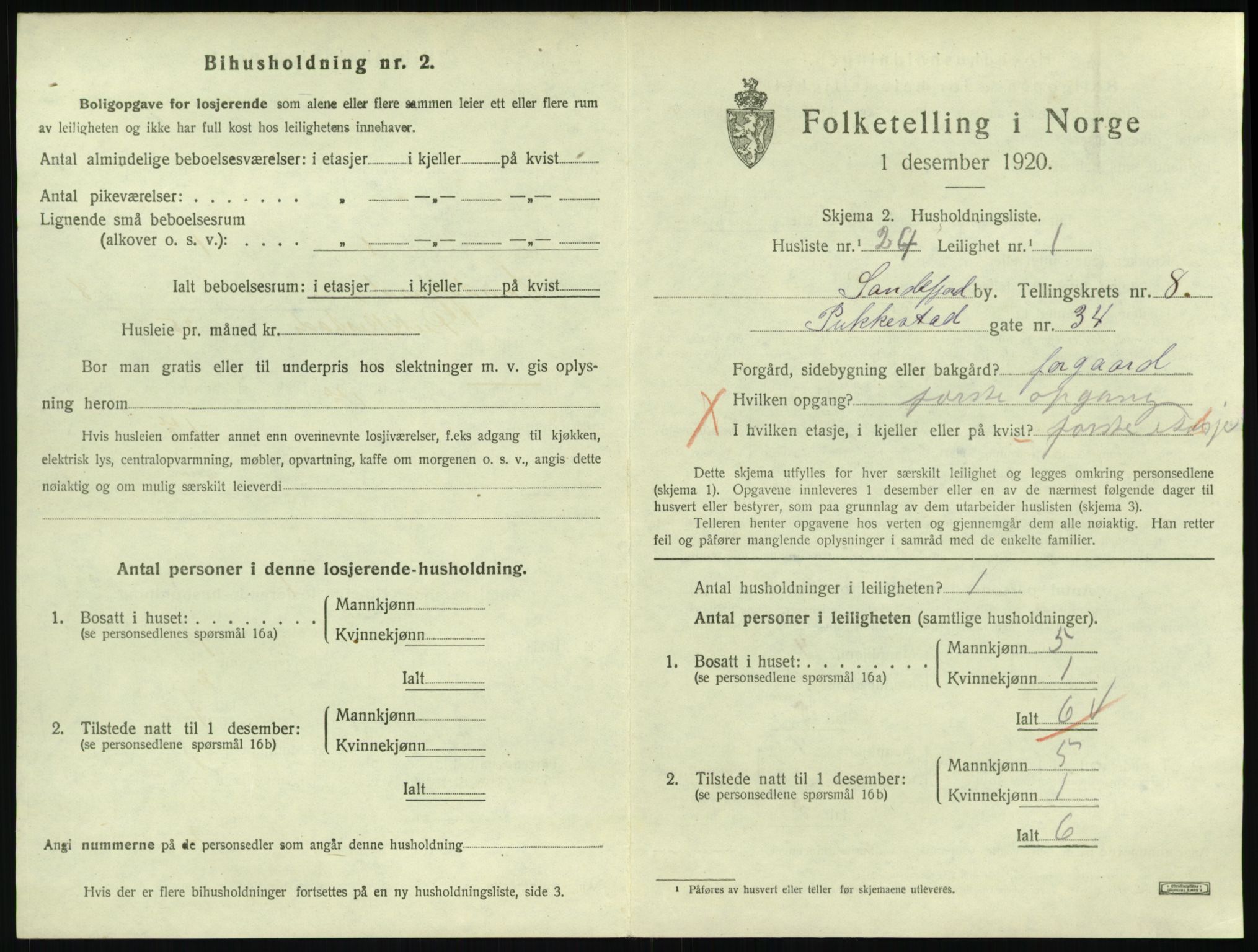 SAKO, 1920 census for Sandefjord, 1920, p. 3314