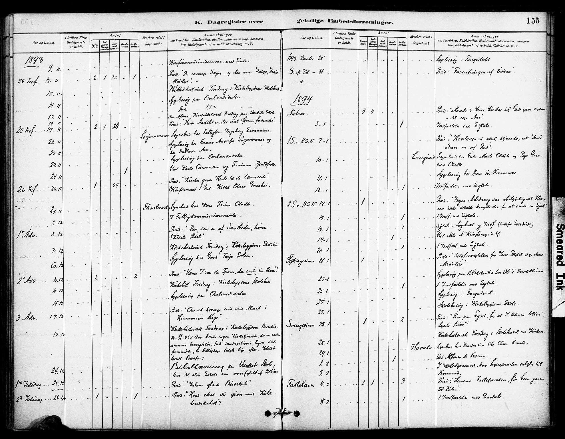 Froland sokneprestkontor, AV/SAK-1111-0013/F/Fa/L0004: Parish register (official) no. A 4, 1882-1906, p. 155