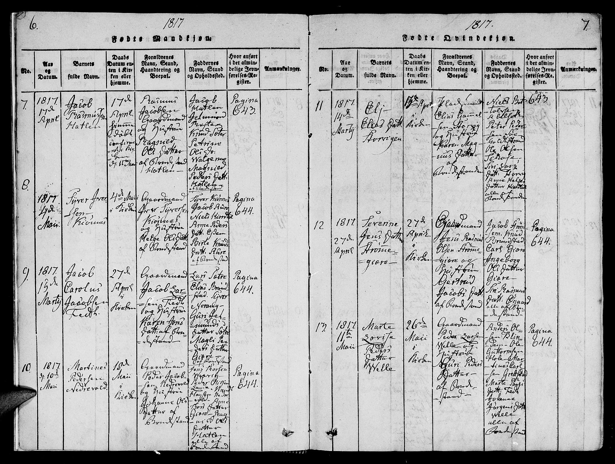 Ministerialprotokoller, klokkerbøker og fødselsregistre - Møre og Romsdal, SAT/A-1454/522/L0310: Parish register (official) no. 522A05, 1816-1832, p. 6-7