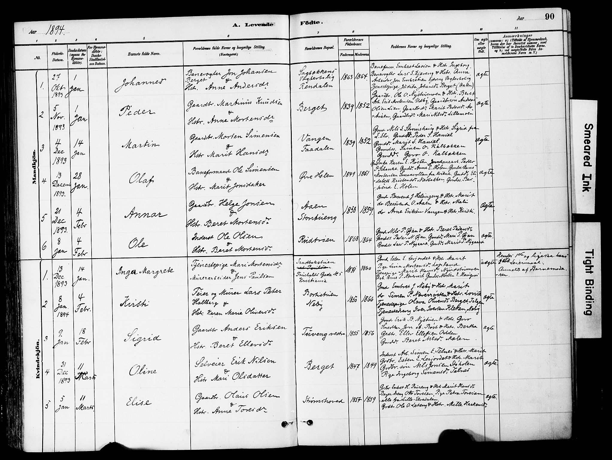 Tynset prestekontor, SAH/PREST-058/H/Ha/Haa/L0022: Parish register (official) no. 22, 1880-1899, p. 90