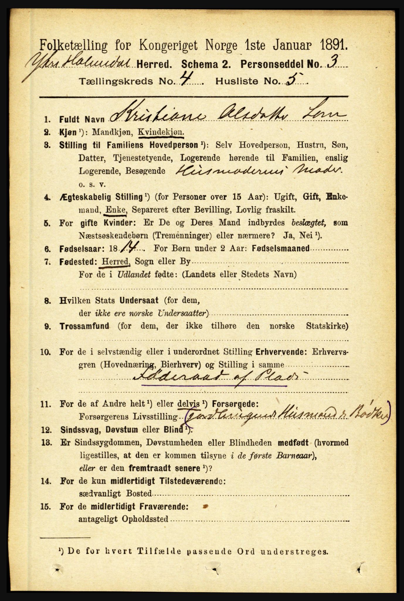 RA, 1891 census for 1429 Ytre Holmedal, 1891, p. 924