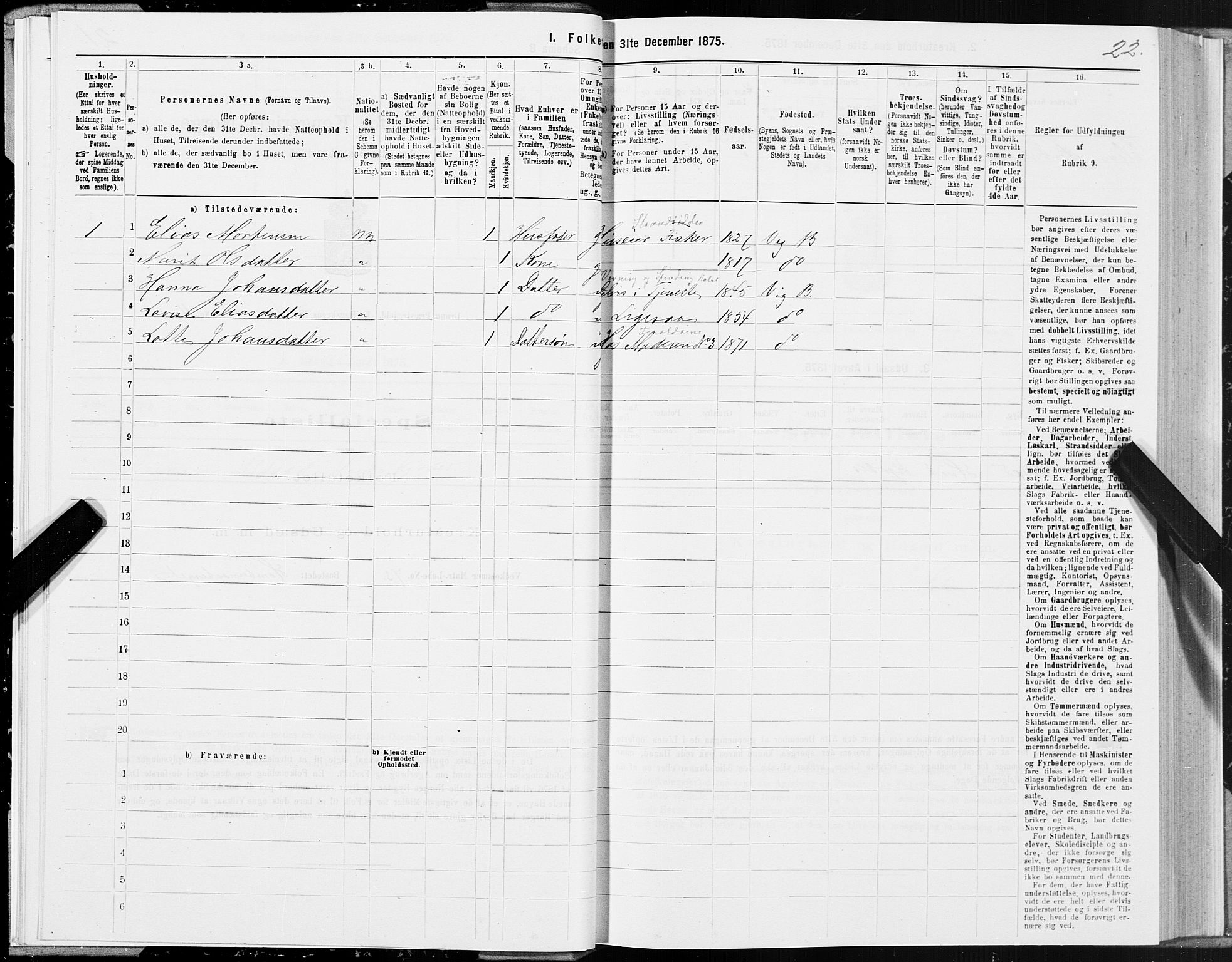 SAT, 1875 census for 1814P Brønnøy, 1875, p. 1022