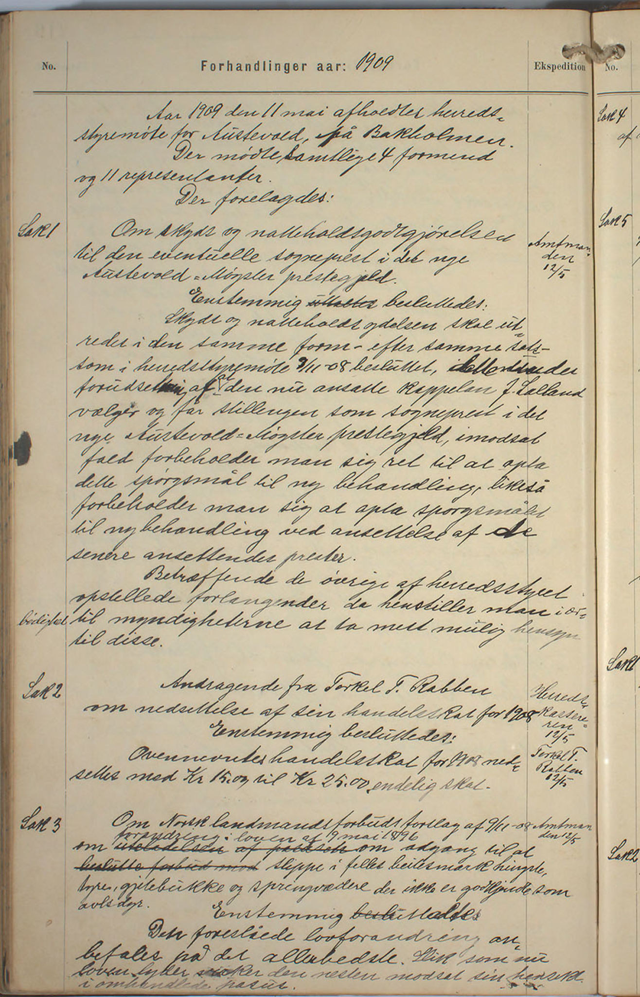 Austevoll kommune. Formannskapet, IKAH/1244-021/A/Aa/L0002a: Møtebok for heradstyret, 1901-1910, p. 435