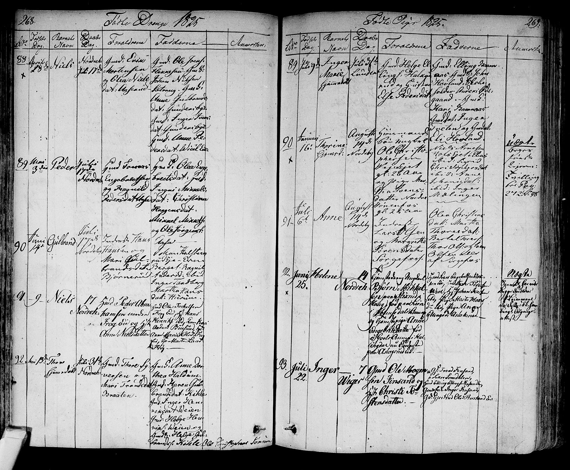 Norderhov kirkebøker, SAKO/A-237/F/Fa/L0009: Parish register (official) no. 9, 1819-1837, p. 268-269