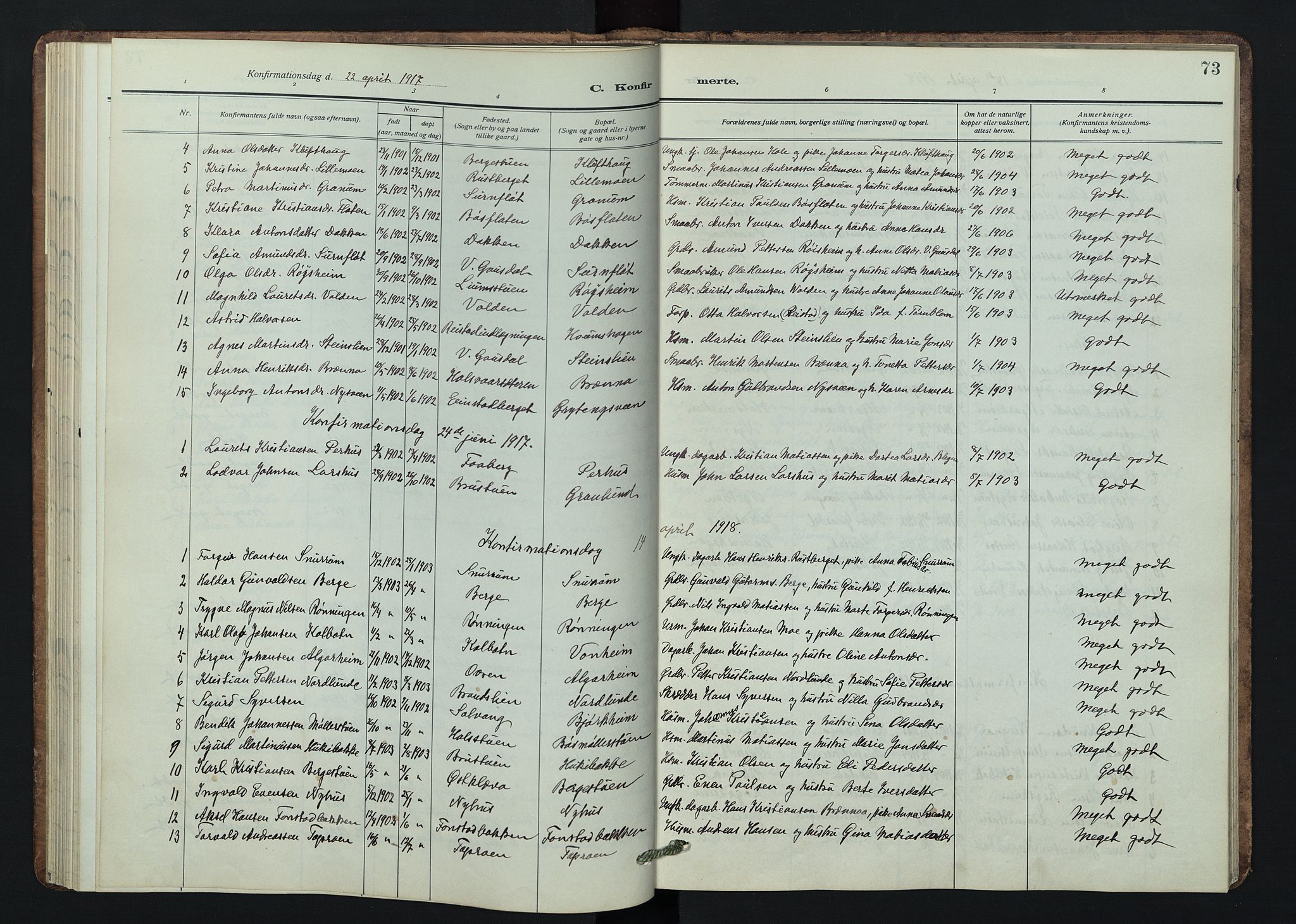 Østre Gausdal prestekontor, AV/SAH-PREST-092/H/Ha/Hab/L0005: Parish register (copy) no. 5, 1915-1944, p. 73