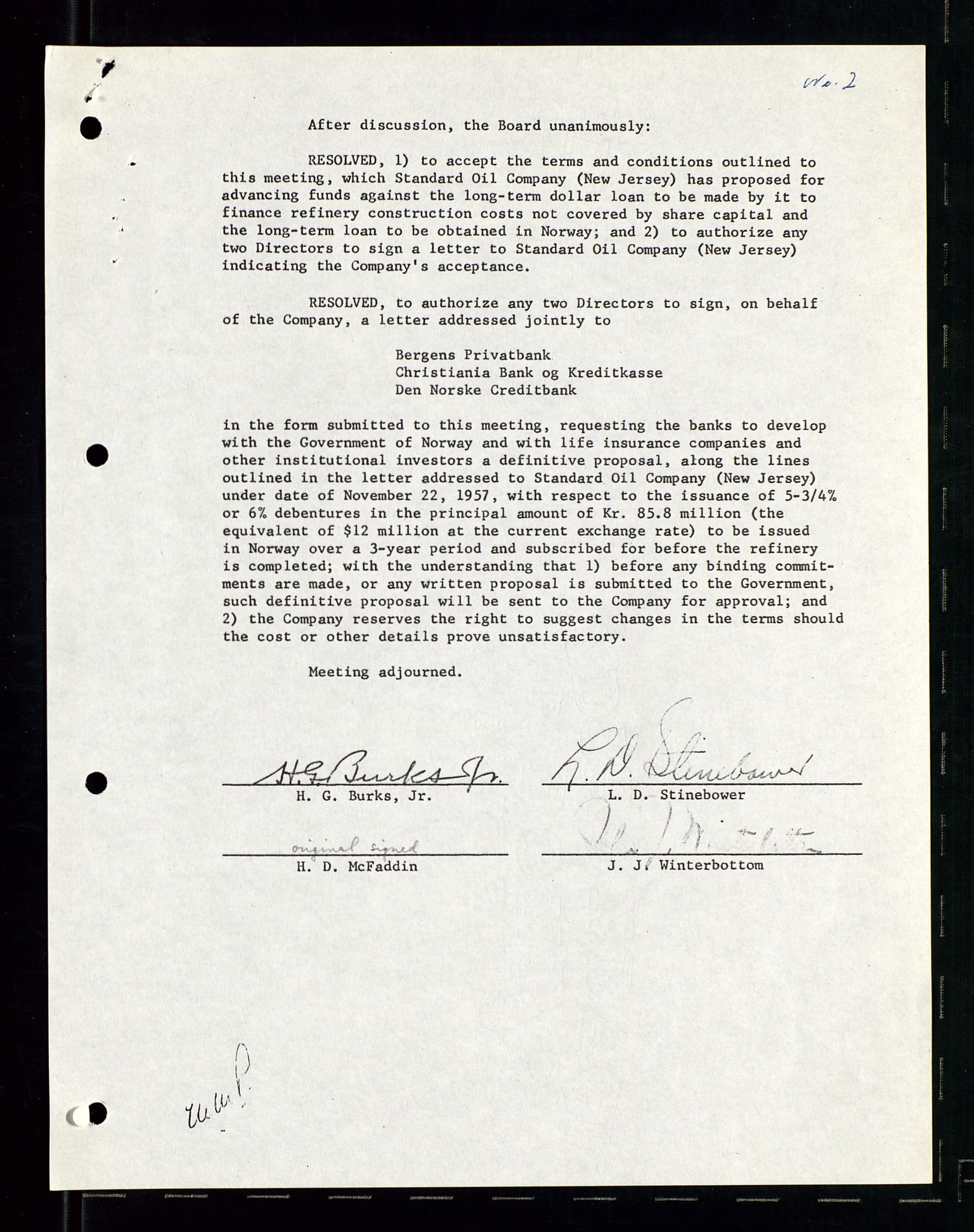 PA 1537 - A/S Essoraffineriet Norge, AV/SAST-A-101957/A/Aa/L0002/0001: Styremøter / Shareholder meetings, Board meeting minutes, 1957-1961, p. 168