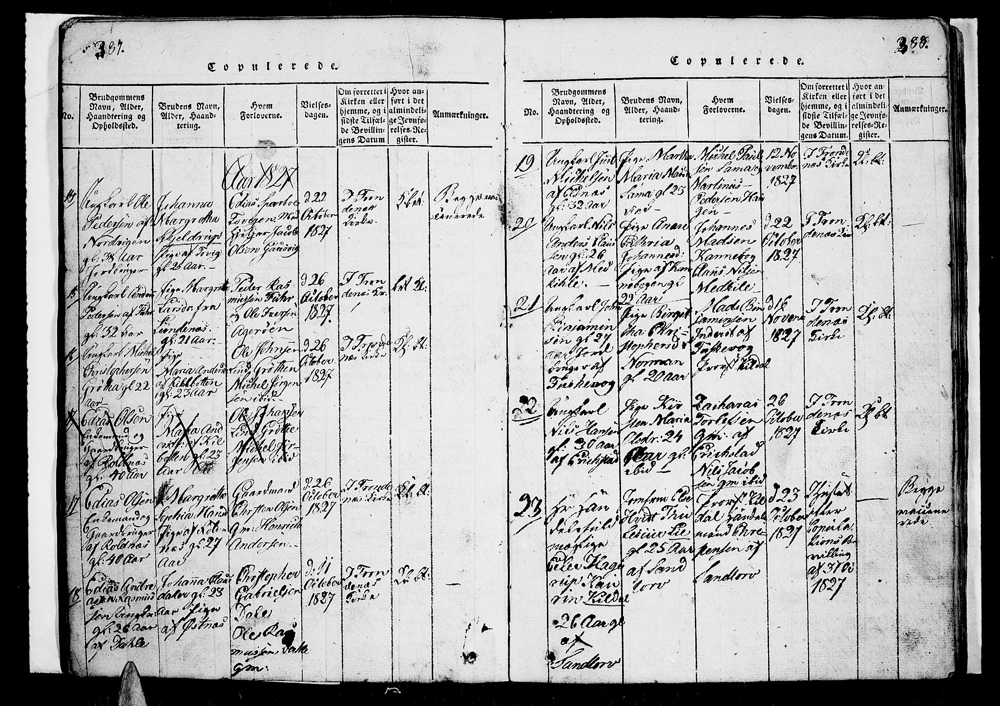 Trondenes sokneprestkontor, AV/SATØ-S-1319/H/Hb/L0003klokker: Parish register (copy) no. 3, 1820-1834, p. 387-388