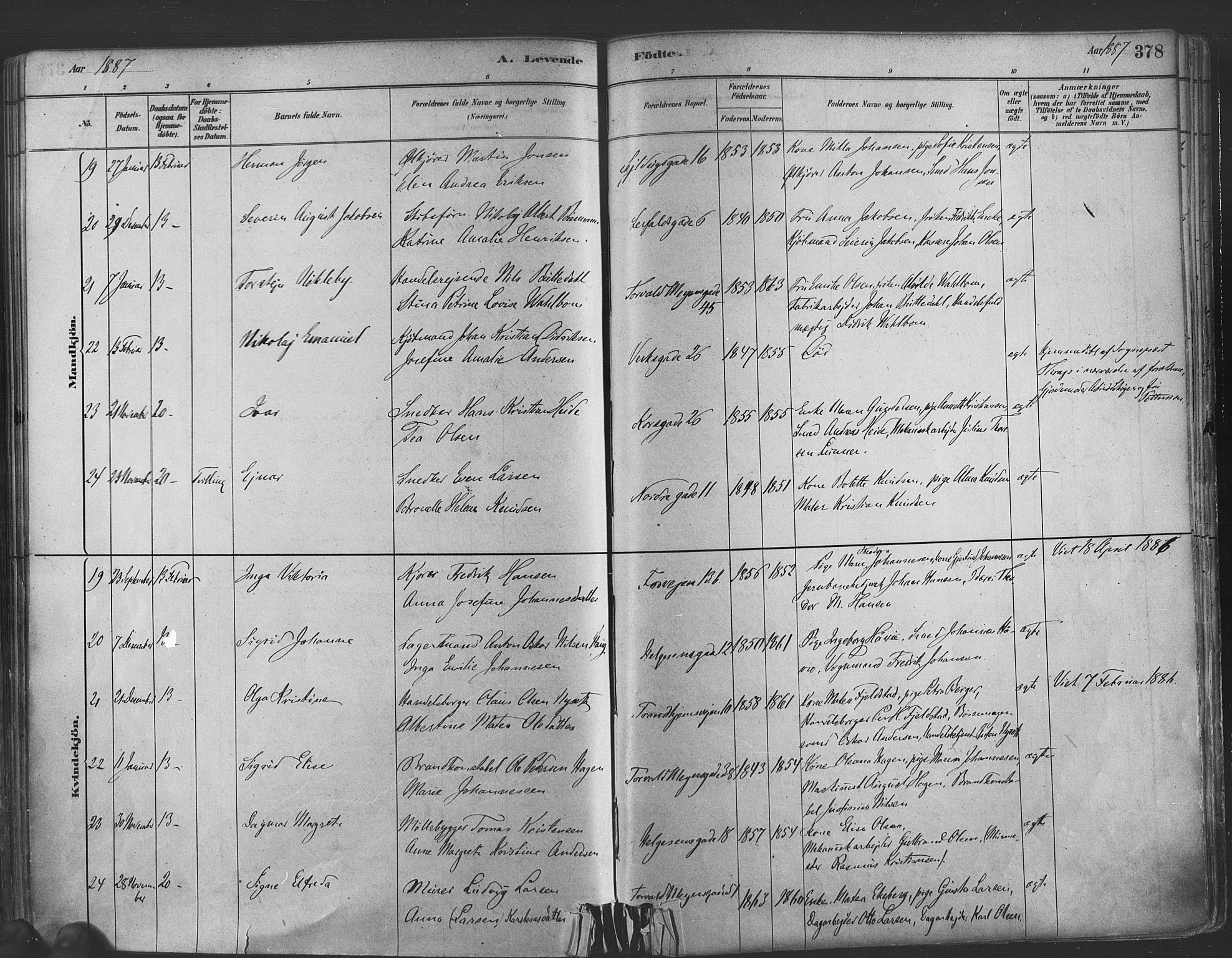 Paulus prestekontor Kirkebøker, AV/SAO-A-10871/F/Fa/L0003: Parish register (official) no. 3, 1879-1887, p. 378