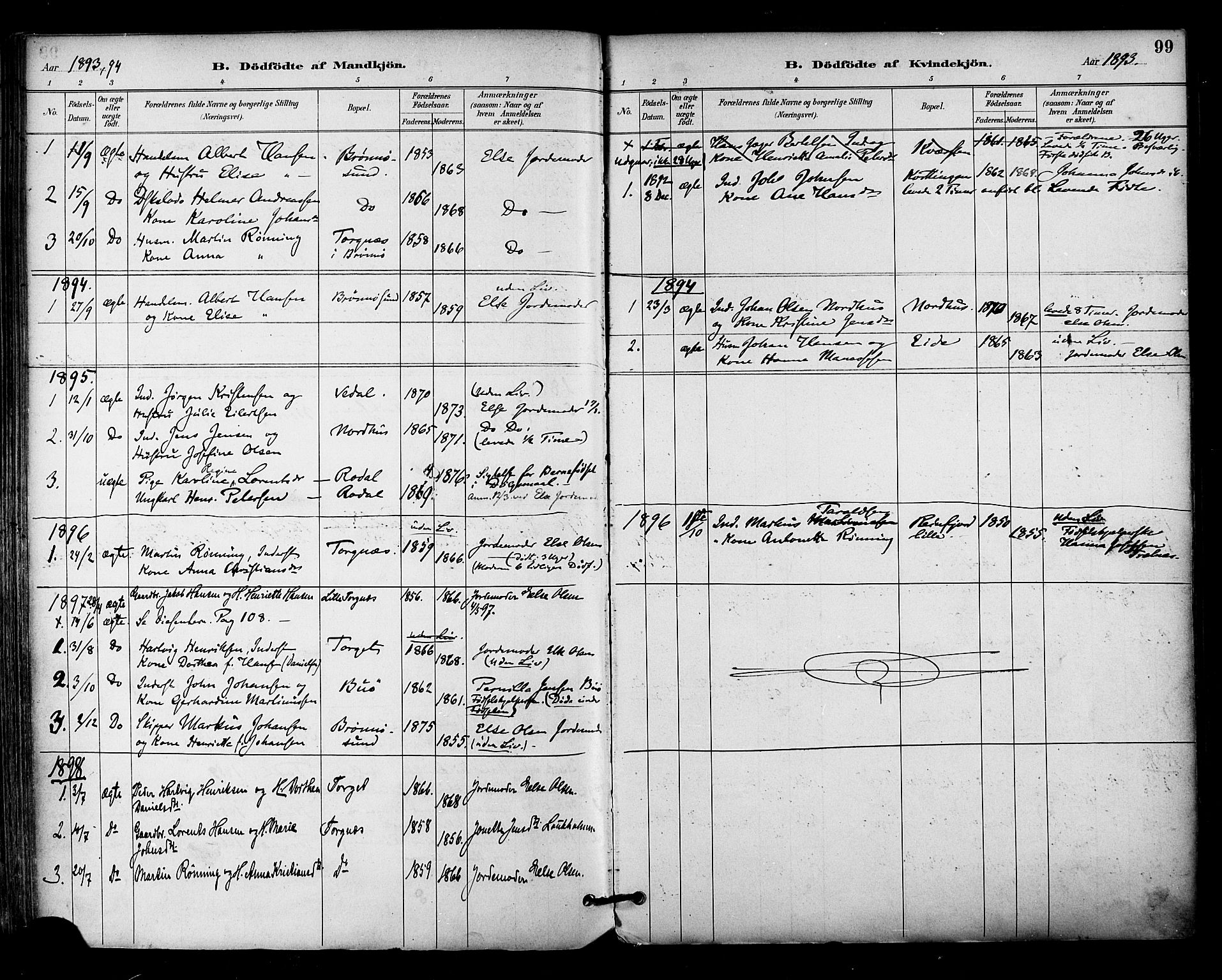 Ministerialprotokoller, klokkerbøker og fødselsregistre - Nordland, AV/SAT-A-1459/813/L0200: Parish register (official) no. 813A10, 1886-1900, p. 99