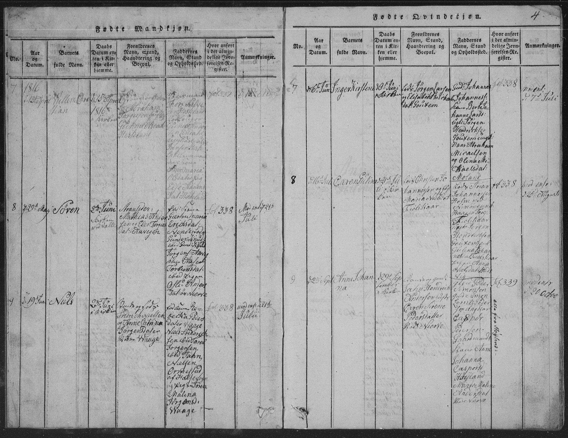 Sør-Audnedal sokneprestkontor, AV/SAK-1111-0039/F/Fb/Fba/L0001: Parish register (copy) no. B 1, 1815-1850, p. 4