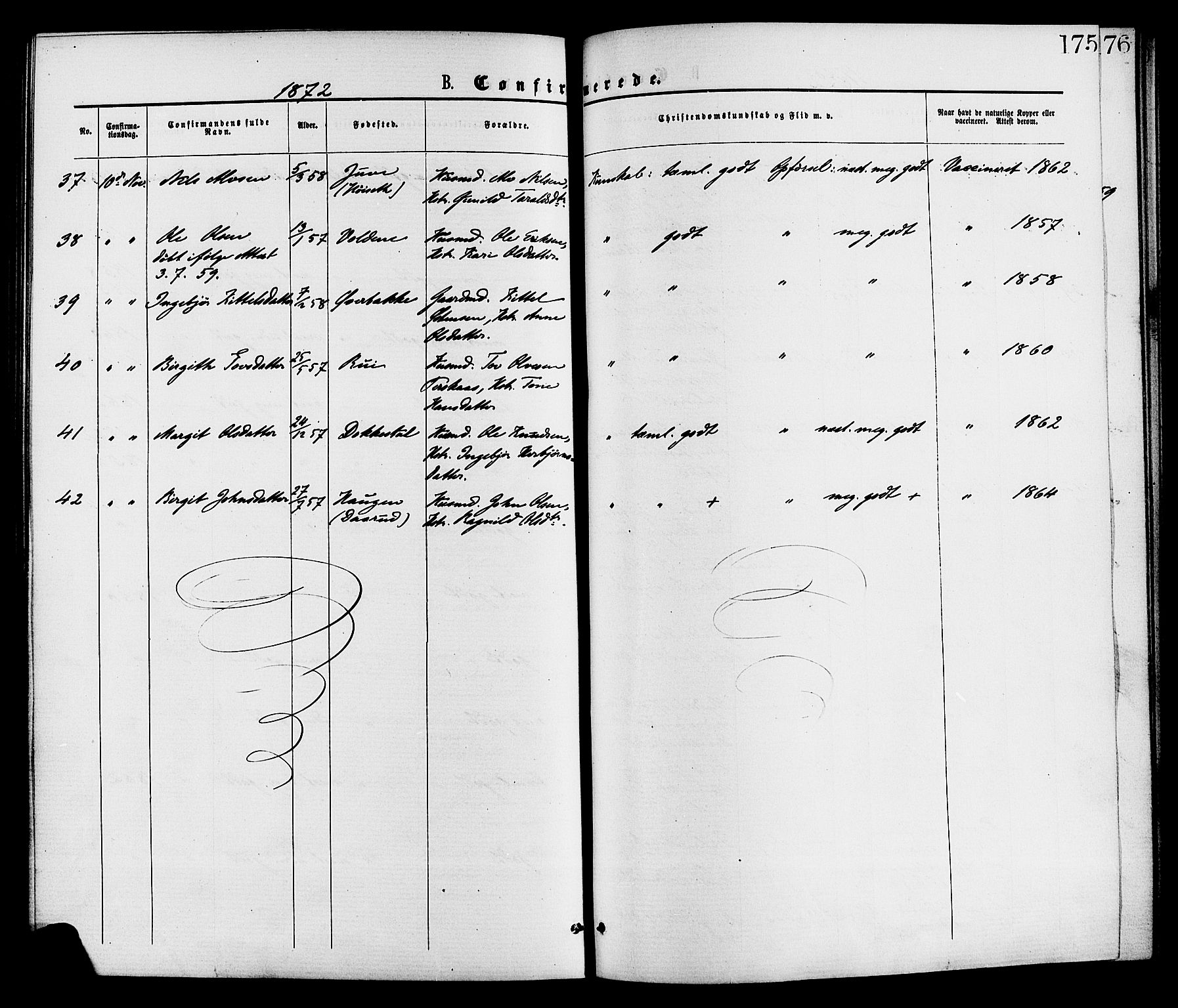 Gransherad kirkebøker, AV/SAKO-A-267/F/Fa/L0004: Parish register (official) no. I 4, 1871-1886, p. 175