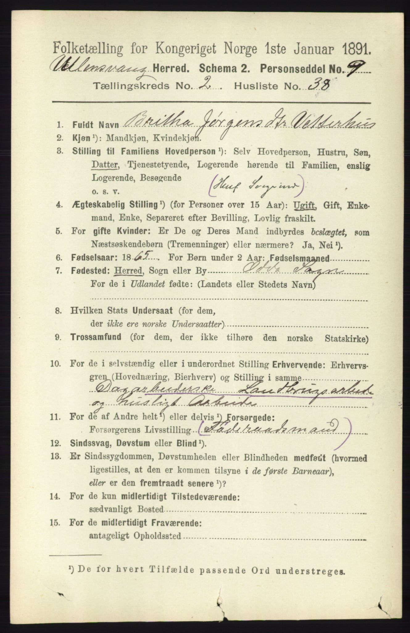 RA, 1891 census for 1230 Ullensvang, 1891, p. 534