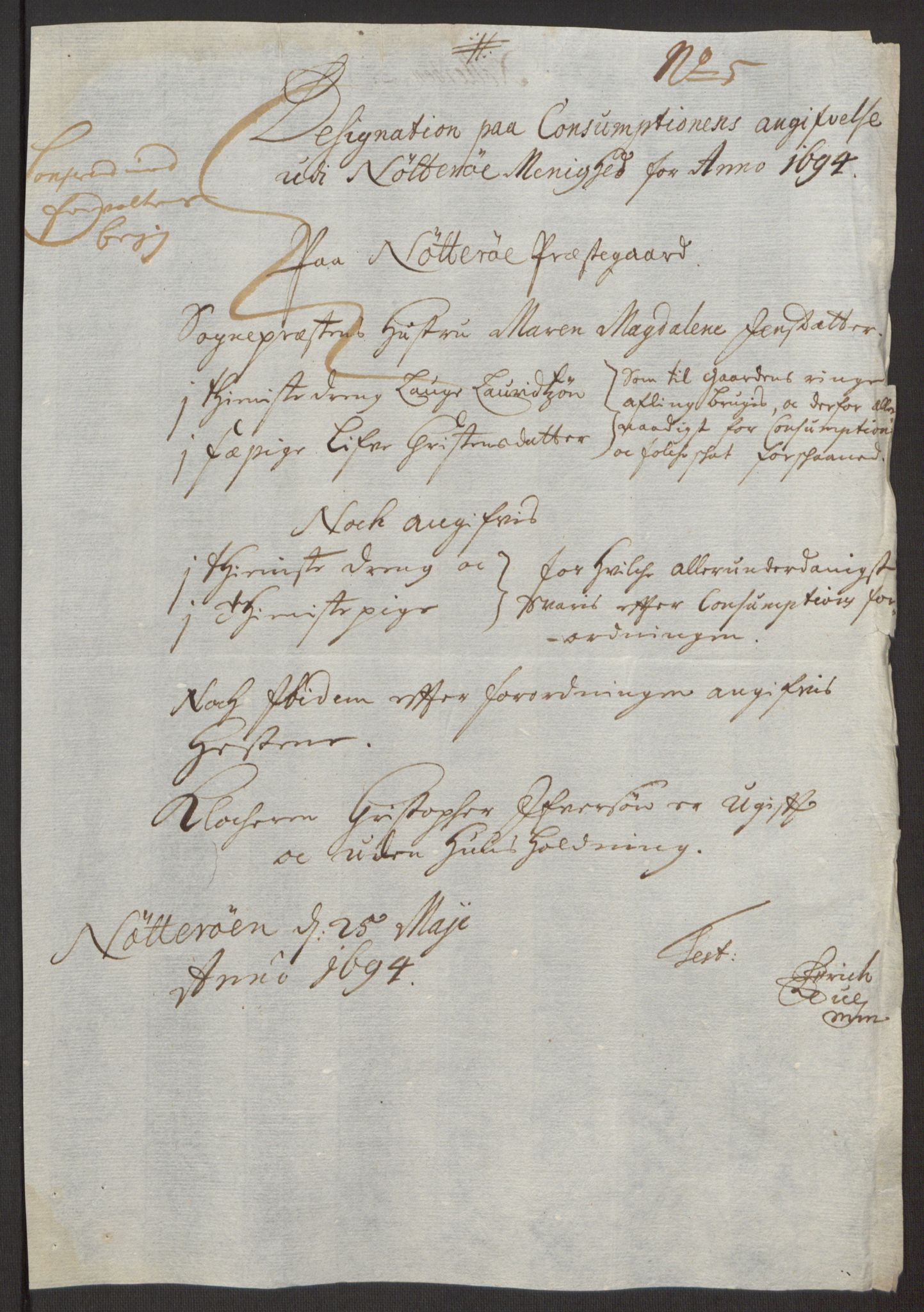 Rentekammeret inntil 1814, Reviderte regnskaper, Fogderegnskap, RA/EA-4092/R32/L1867: Fogderegnskap Jarlsberg grevskap, 1694-1696, p. 32