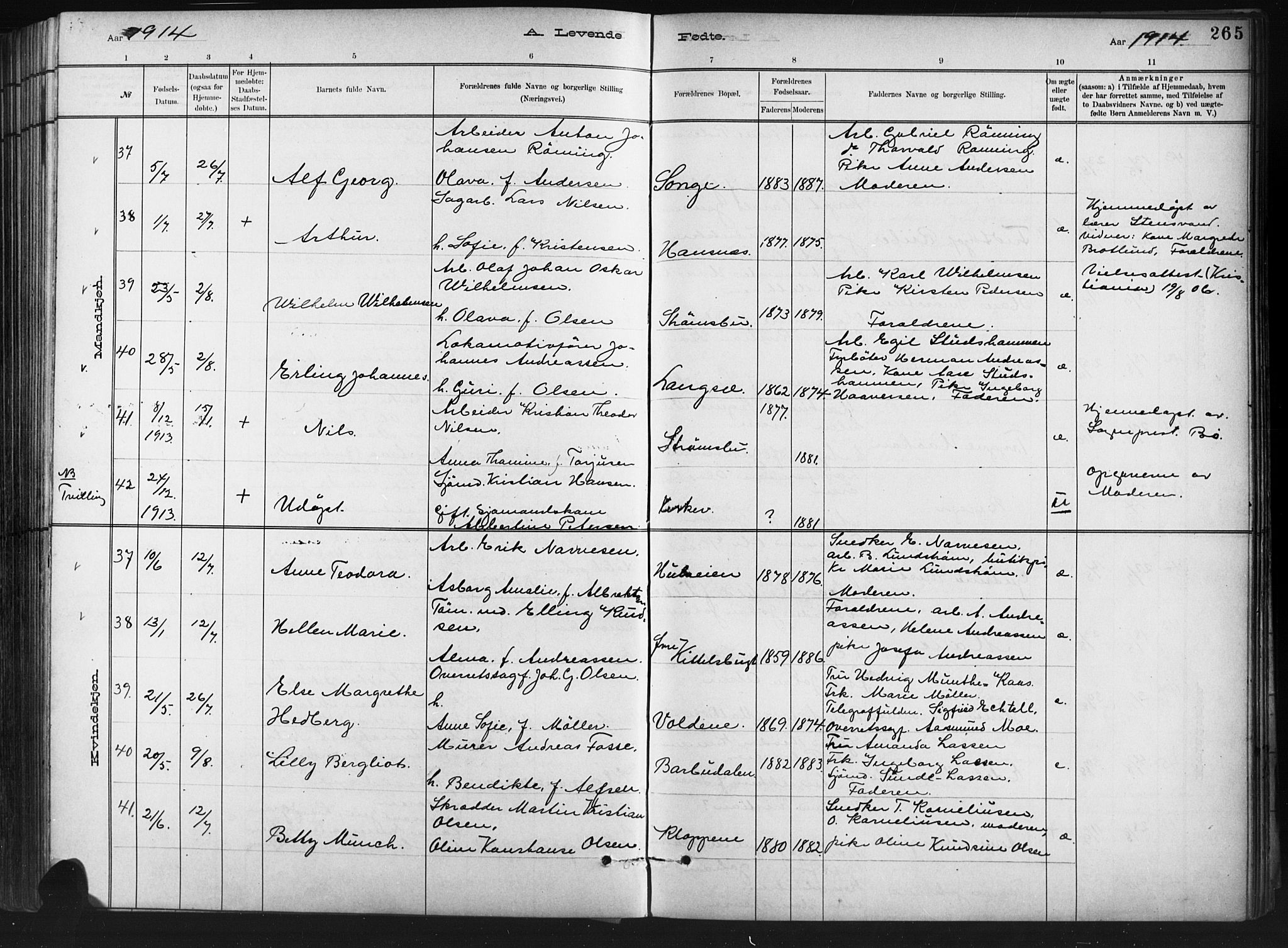 Barbu sokneprestkontor, SAK/1111-0003/F/Fb/L0002: Parish register (copy) no. B 2, 1890-1922, p. 265