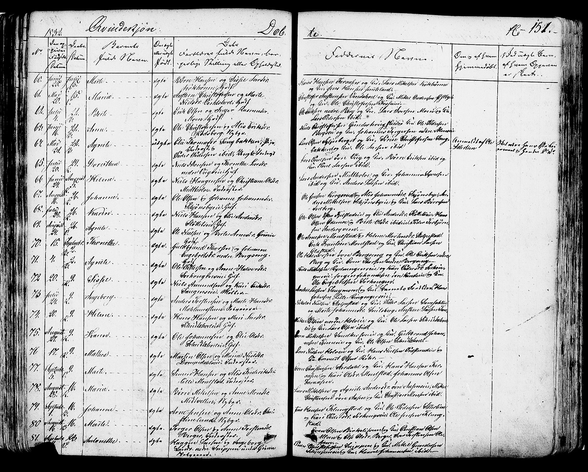 Ringsaker prestekontor, AV/SAH-PREST-014/K/Ka/L0007: Parish register (official) no. 7A, 1826-1837, p. 151