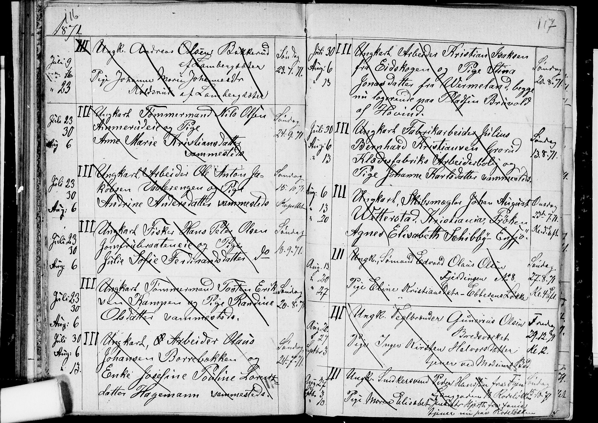 Østre Aker prestekontor Kirkebøker, AV/SAO-A-10840/H/Ha/L0002: Banns register no. I 2, 1861-1872, p. 116-117