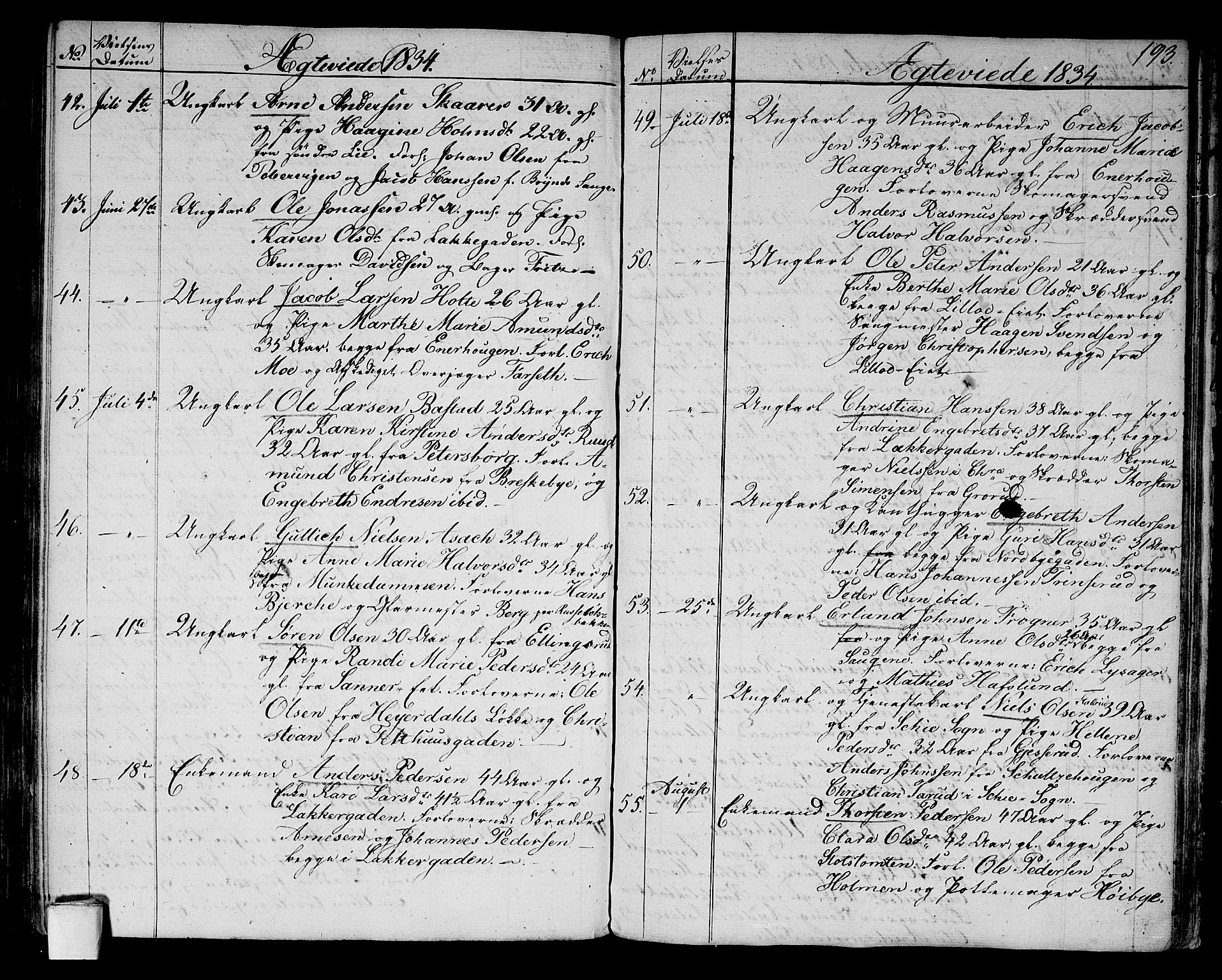 Aker prestekontor kirkebøker, AV/SAO-A-10861/G/L0006: Parish register (copy) no. 6, 1830-1838, p. 193