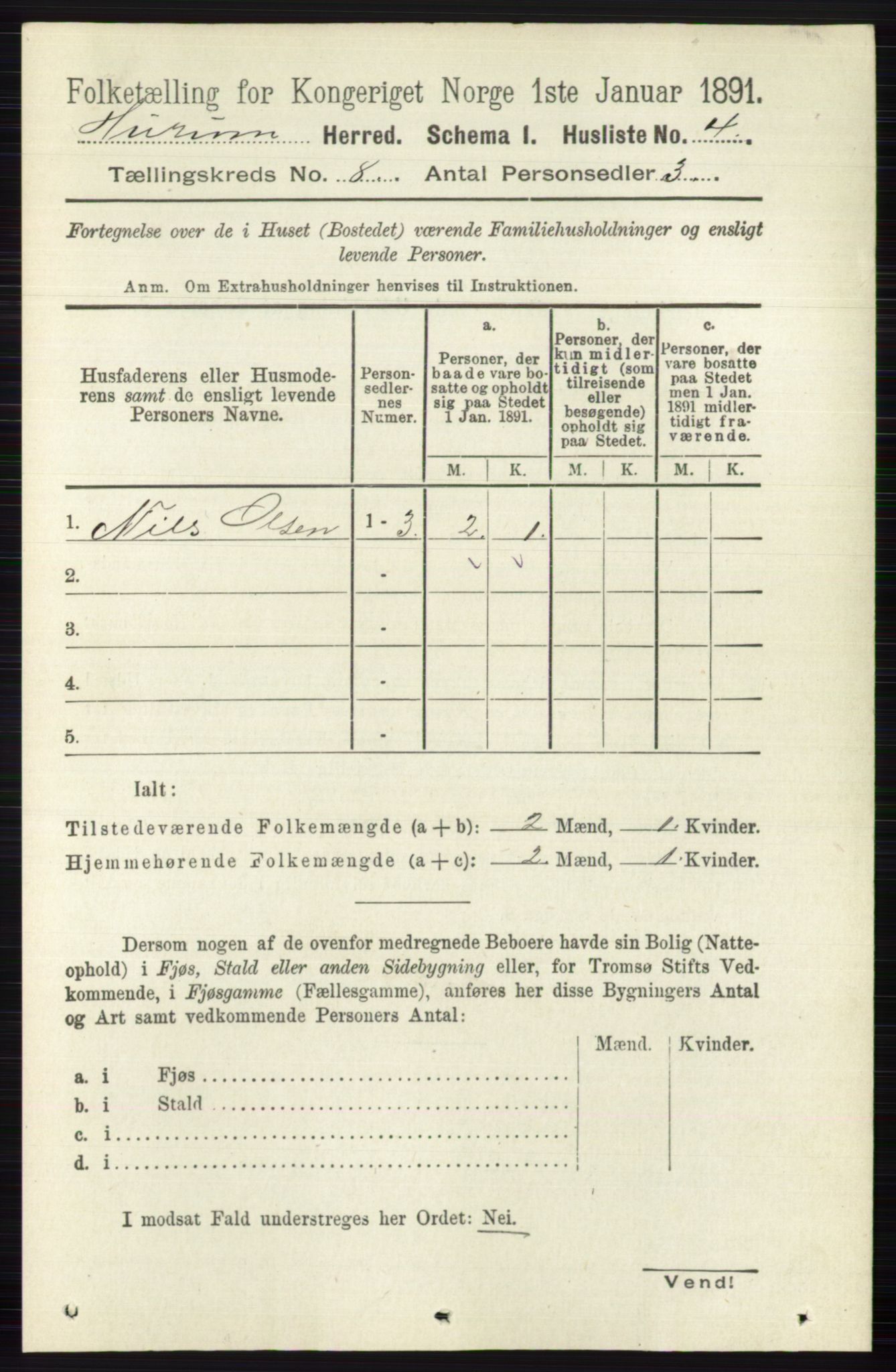 RA, 1891 census for 0628 Hurum, 1891, p. 2646