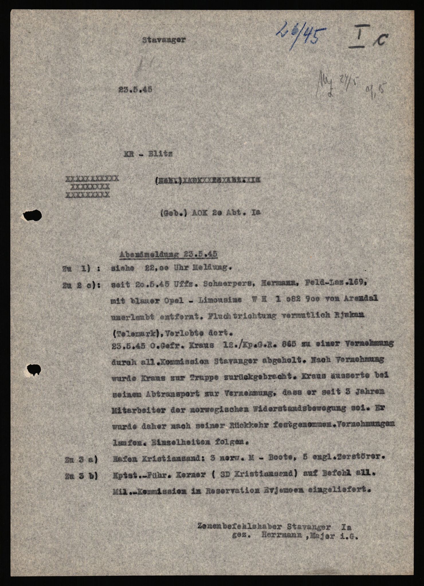 Deutscher Oberbefehlshaber Norwegen (DOBN), AV/RA-RAFA-2197/D/Dl/L0119: DB Zone Stavanger Abt. Ic, 1945, p. 424