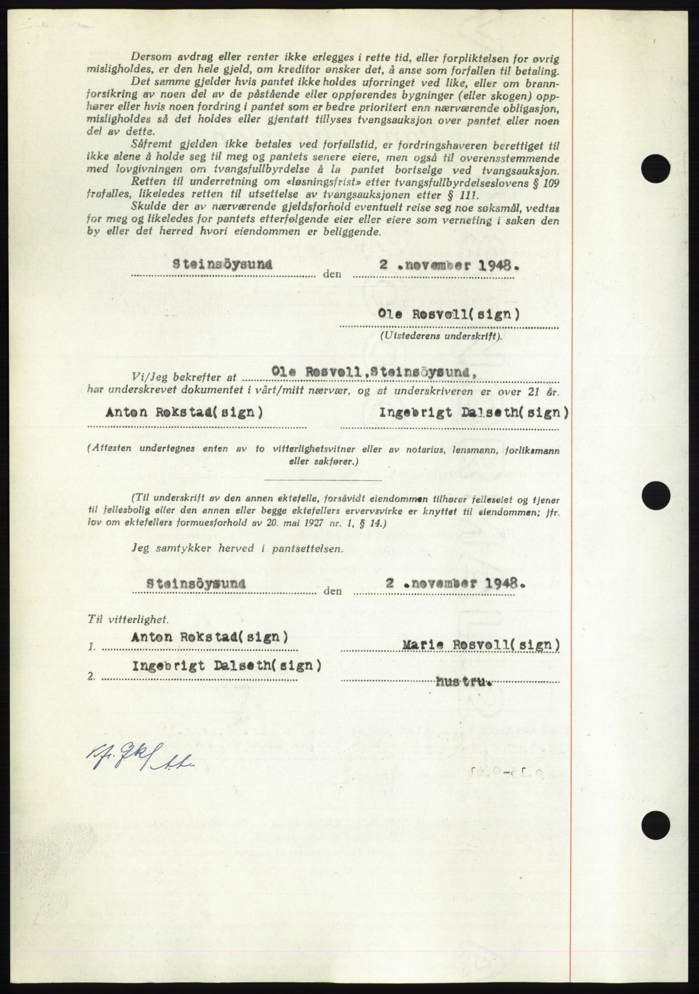 Nordmøre sorenskriveri, AV/SAT-A-4132/1/2/2Ca: Mortgage book no. B101, 1949-1949, Diary no: : 1023/1949