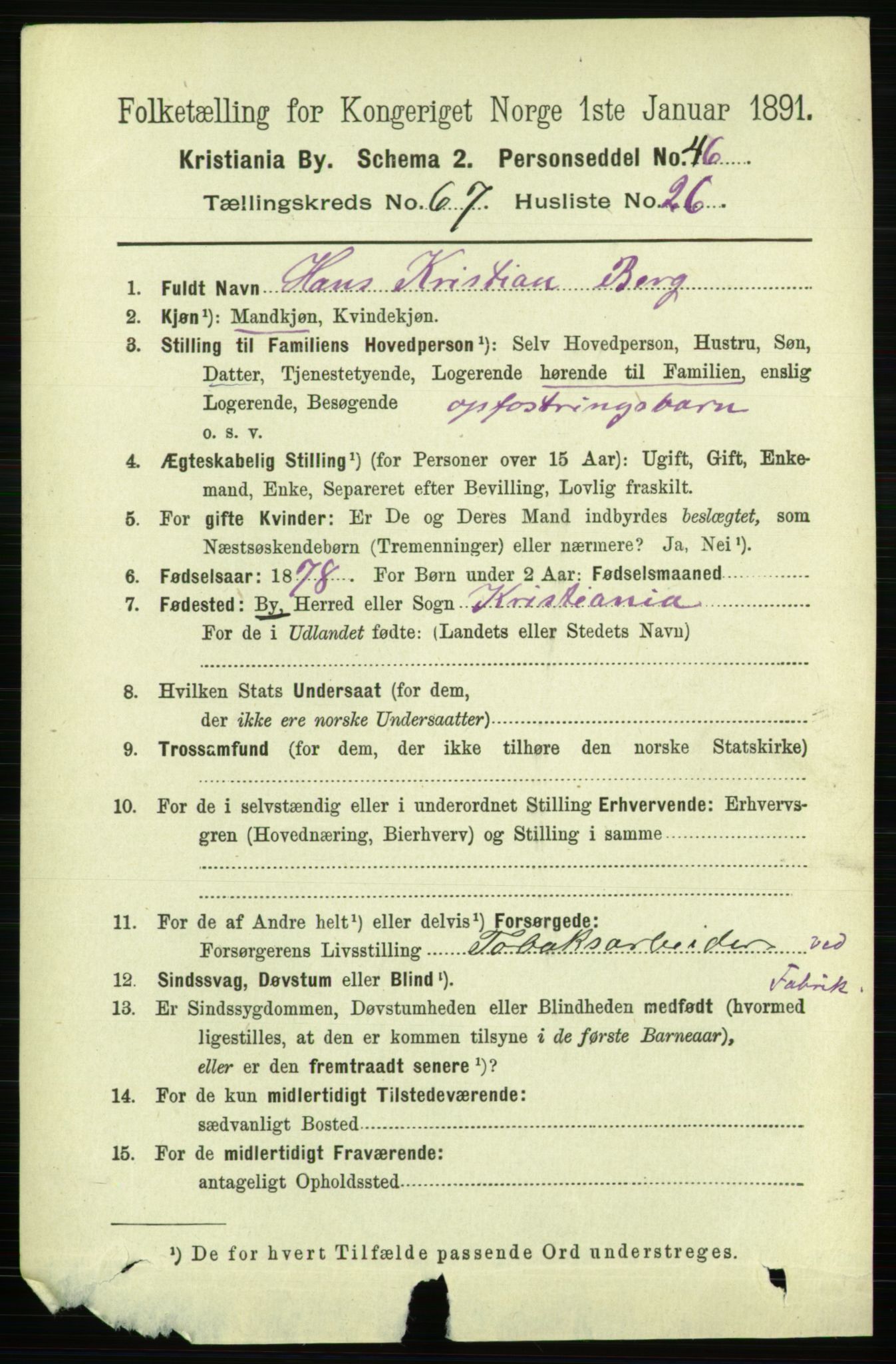 RA, 1891 census for 0301 Kristiania, 1891, p. 37360