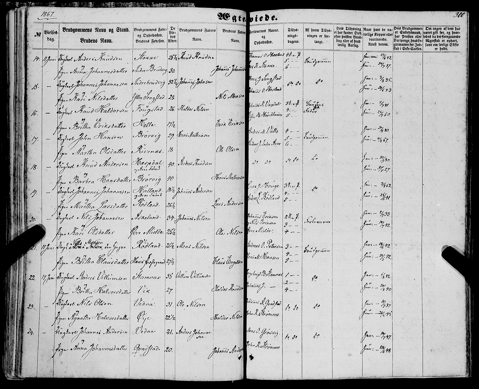 Haus sokneprestembete, AV/SAB-A-75601/H/Haa: Parish register (official) no. A 17, 1858-1870, p. 300