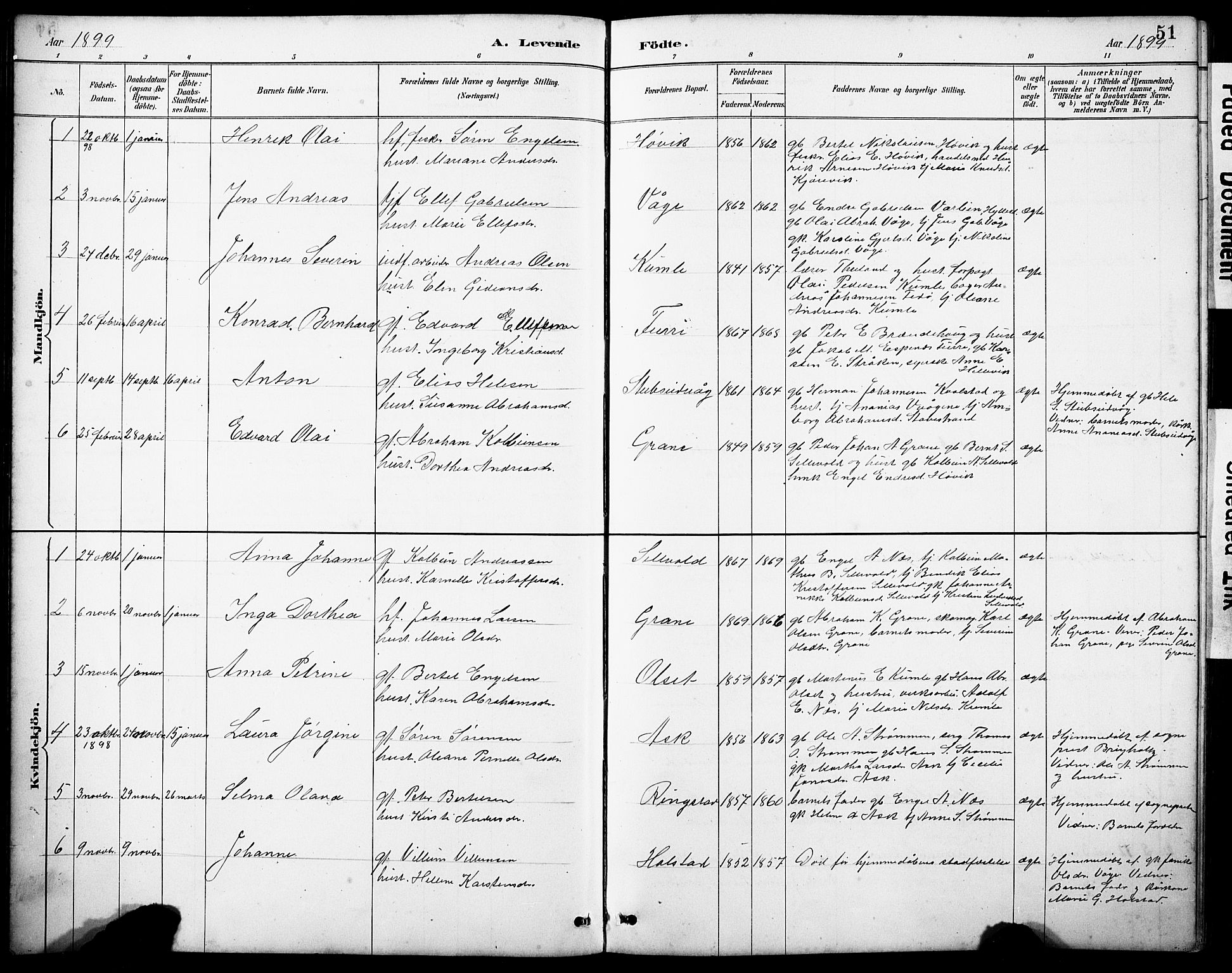 Askvoll sokneprestembete, SAB/A-79501/H/Hab/Haba/L0003: Parish register (copy) no. A 3, 1886-1928, p. 51