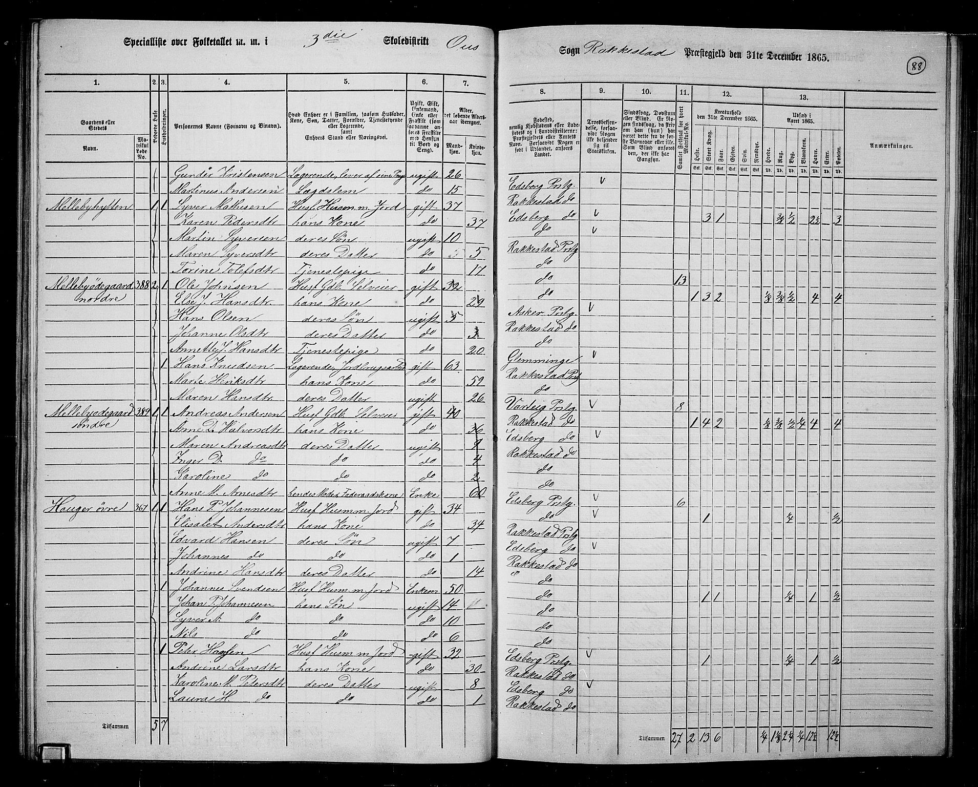 RA, 1865 census for Rakkestad, 1865, p. 87