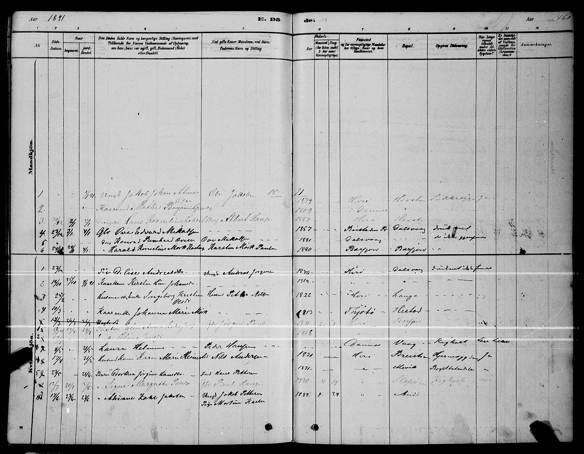 Ministerialprotokoller, klokkerbøker og fødselsregistre - Nordland, AV/SAT-A-1459/834/L0513: Parish register (copy) no. 834C04, 1877-1892, p. 460