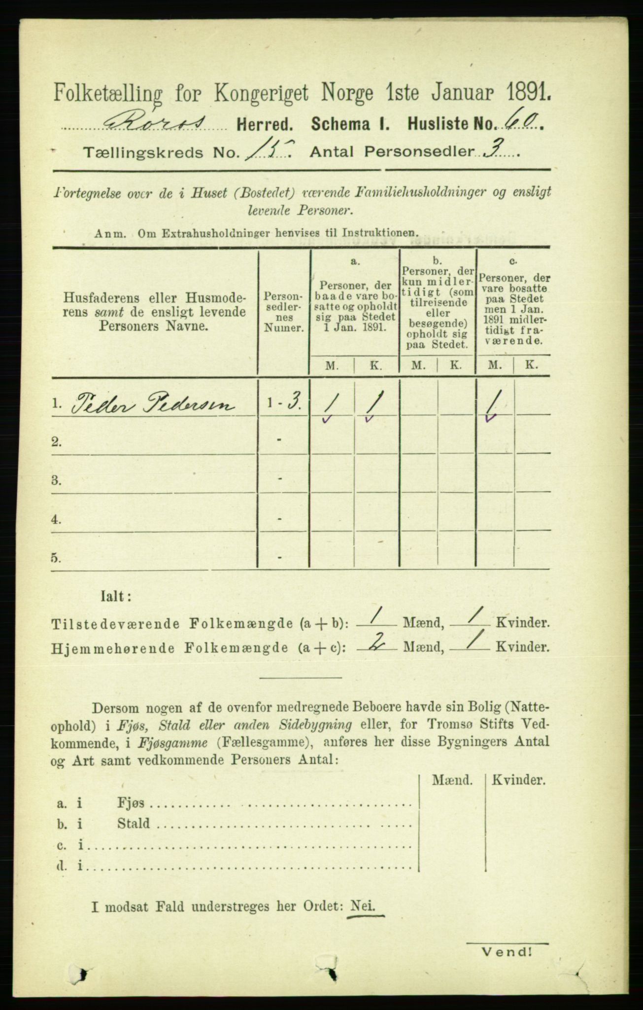 RA, 1891 census for 1640 Røros, 1891, p. 3322