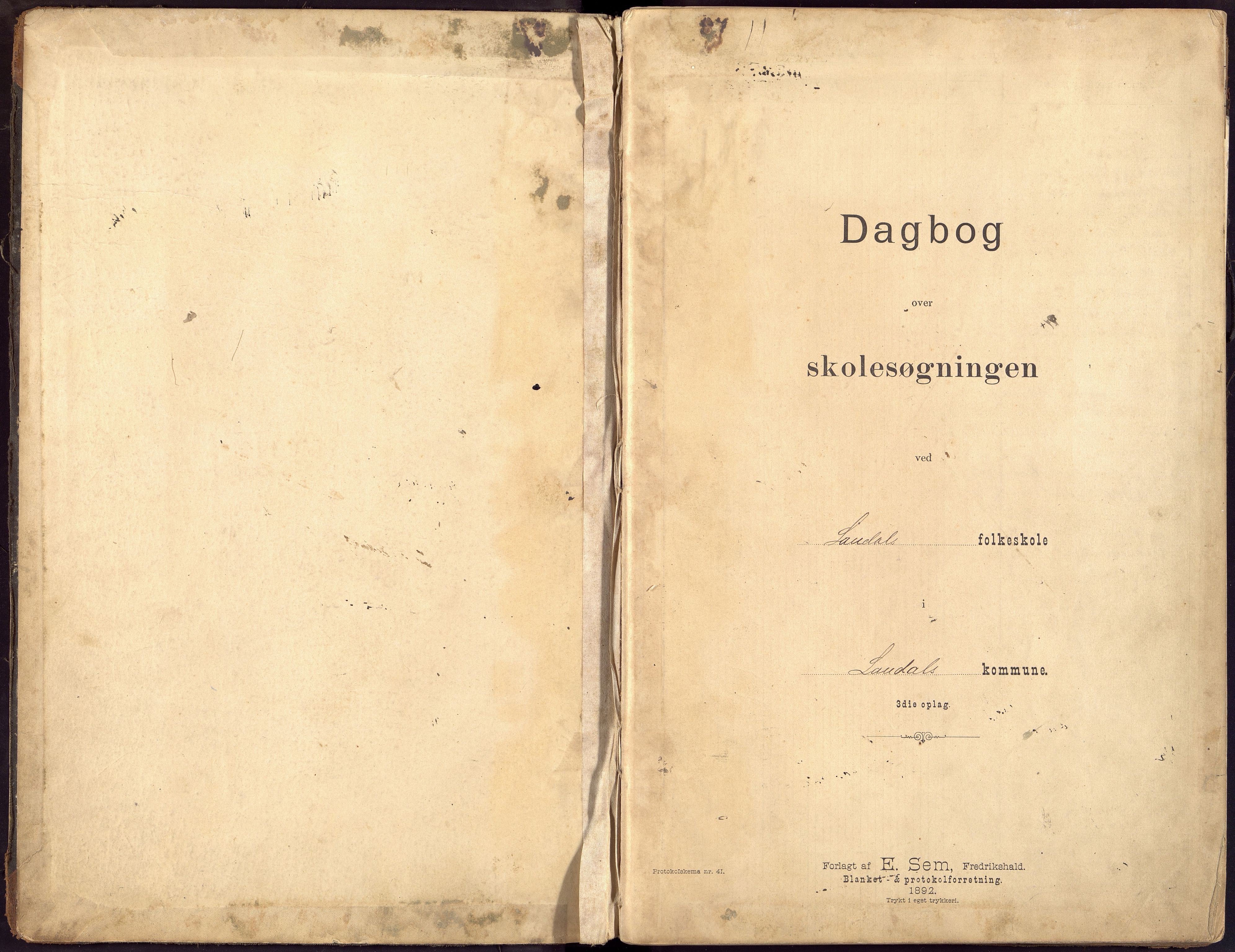 Laudal kommune - Laudal Skole, ARKSOR/1021LA553/I/L0001: Dagbok, 1895-1918