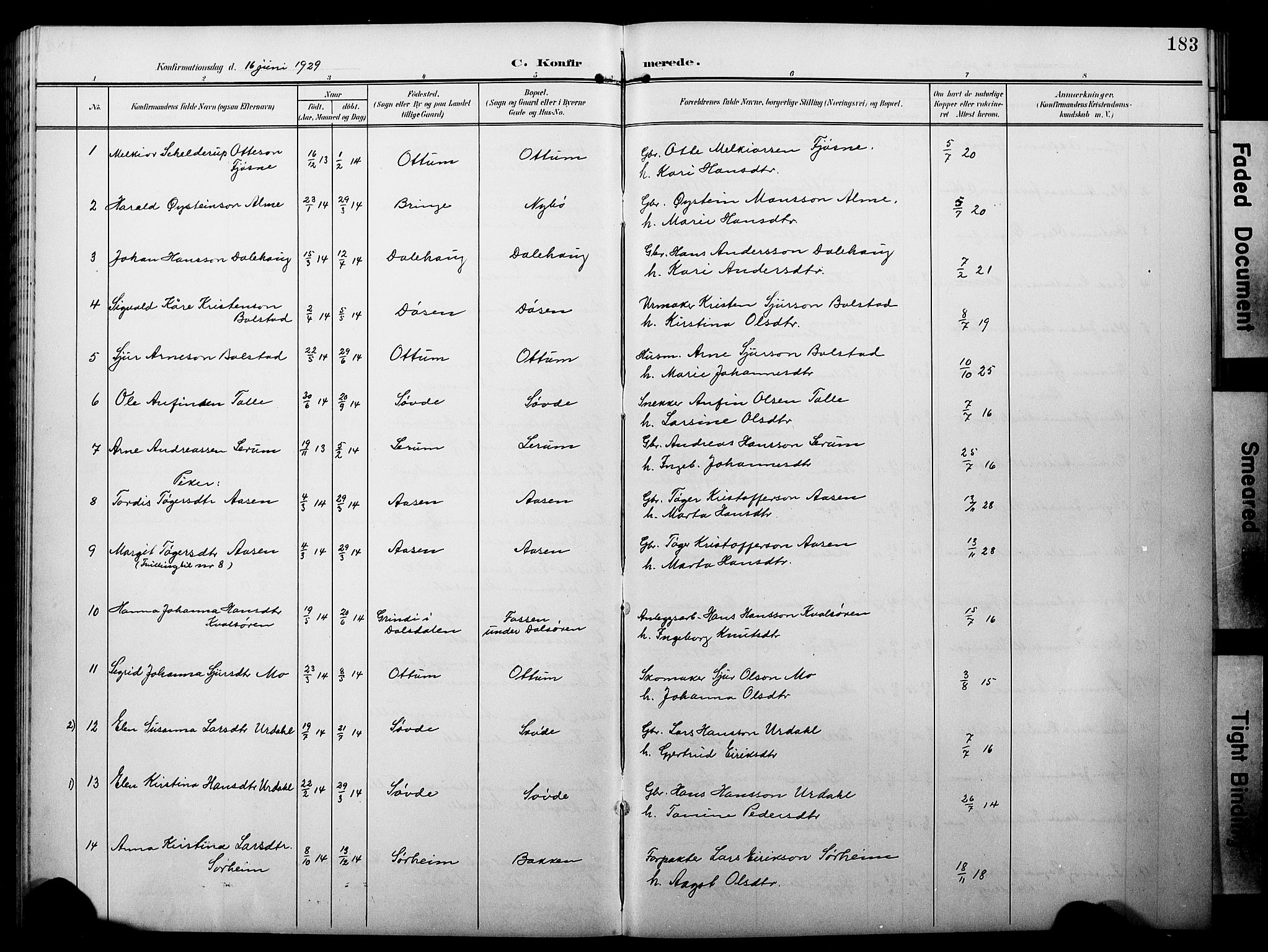 Luster sokneprestembete, AV/SAB-A-81101/H/Hab/Haba/L0001: Parish register (copy) no. A 1, 1903-1930, p. 183