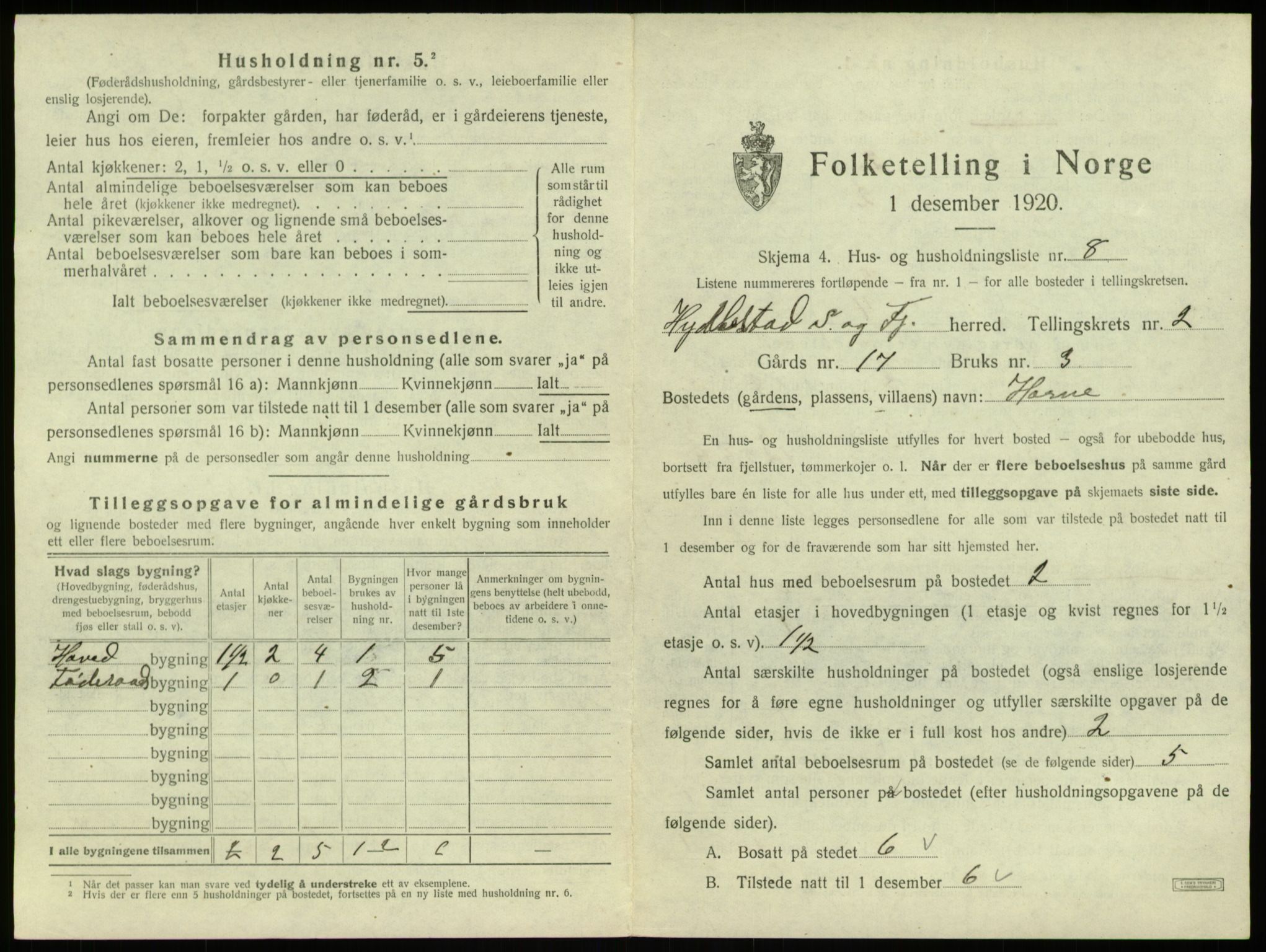 SAB, 1920 census for Hyllestad, 1920, p. 144