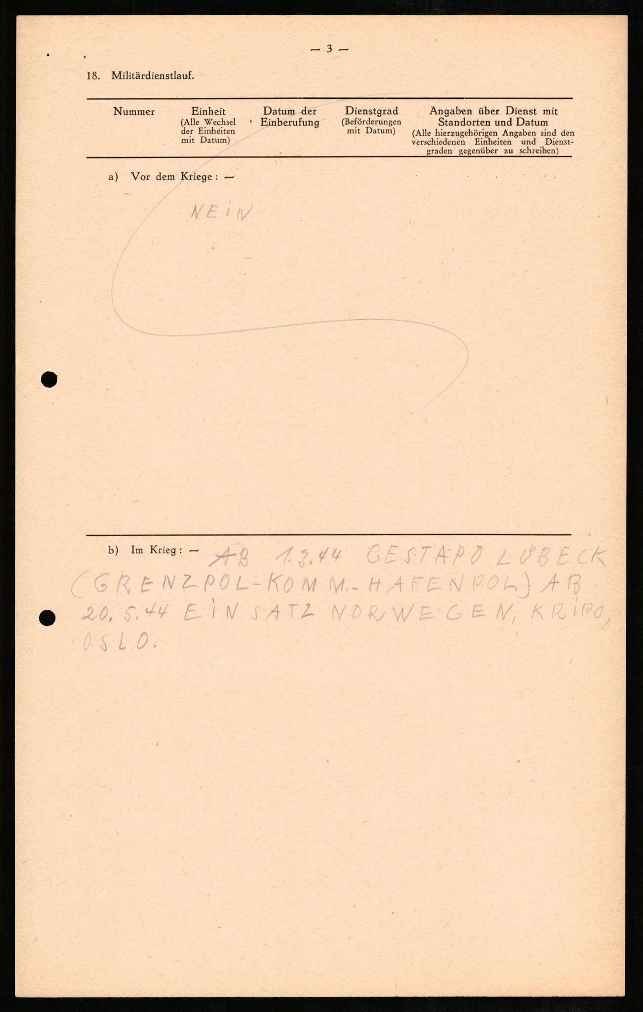 Forsvaret, Forsvarets overkommando II, RA/RAFA-3915/D/Db/L0007: CI Questionaires. Tyske okkupasjonsstyrker i Norge. Tyskere., 1945-1946, p. 75