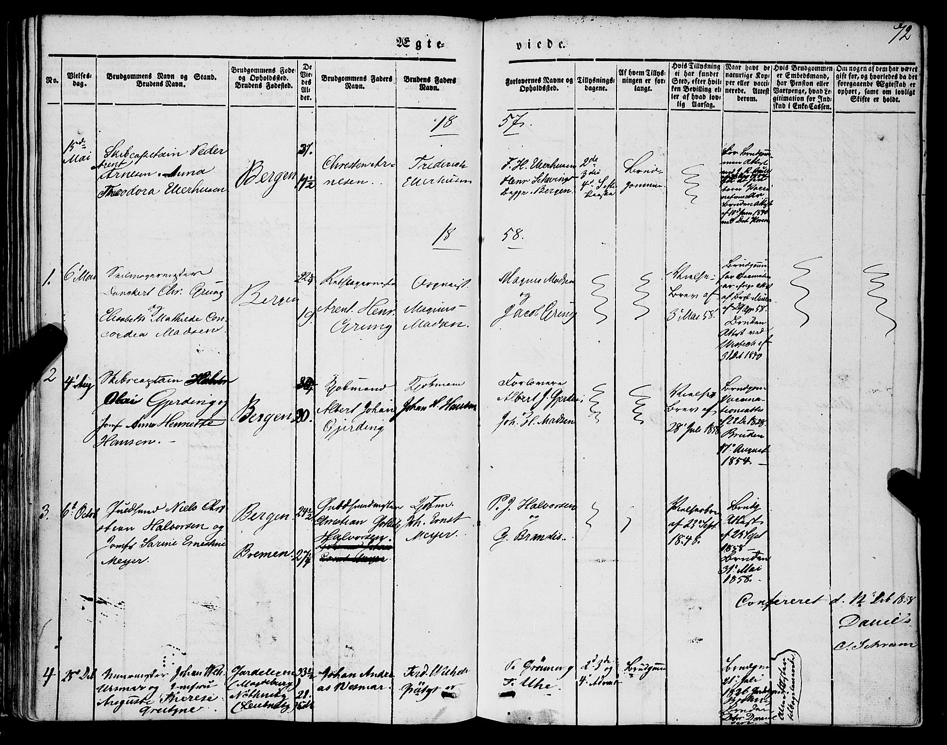 Mariakirken Sokneprestembete, SAB/A-76901/H/Haa/L0006: Parish register (official) no. A 6, 1846-1877, p. 72