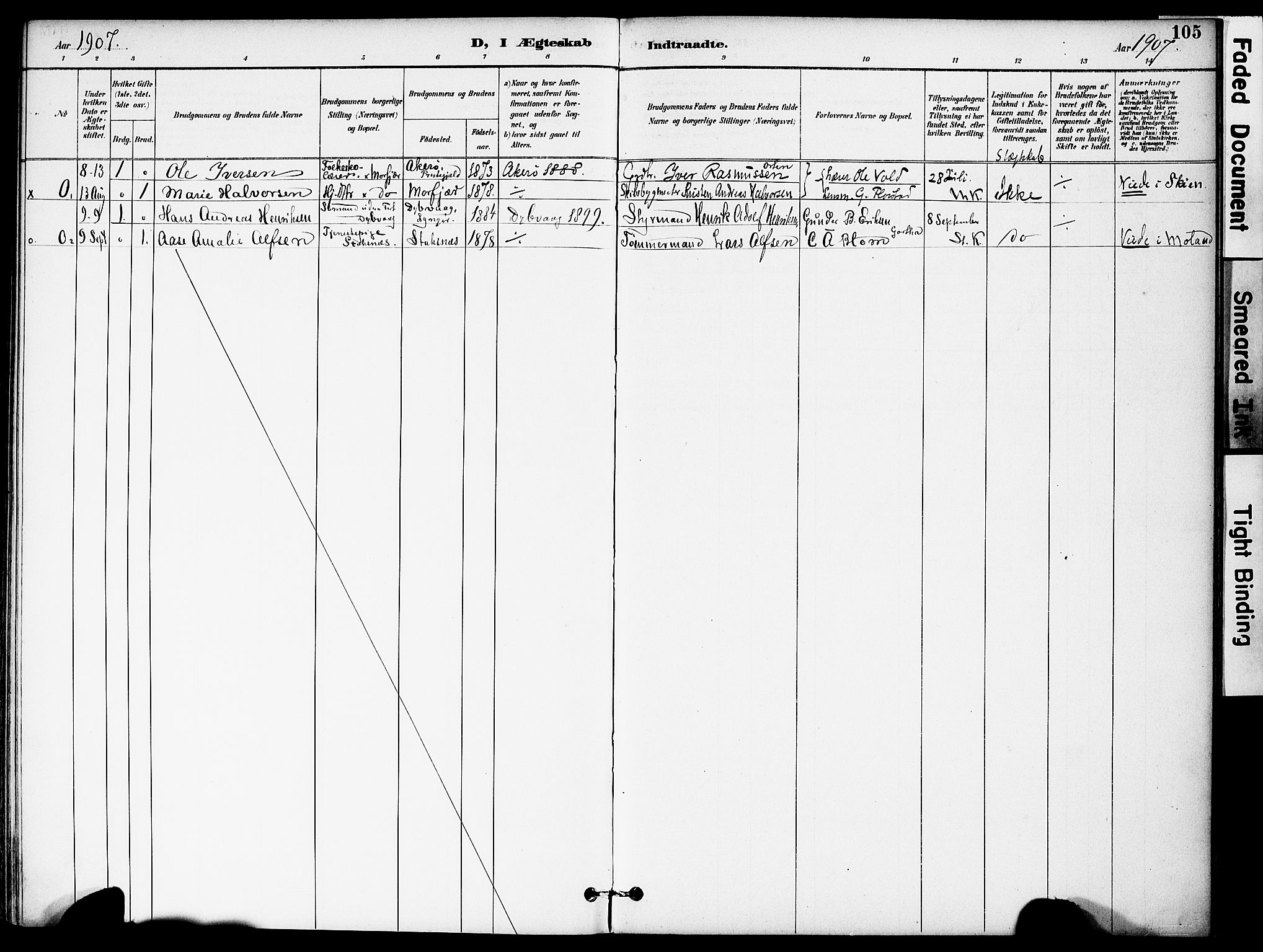 Austre Moland sokneprestkontor, AV/SAK-1111-0001/F/Fa/Fab/L0002: Parish register (official) no. A 2, 1894-1919, p. 105