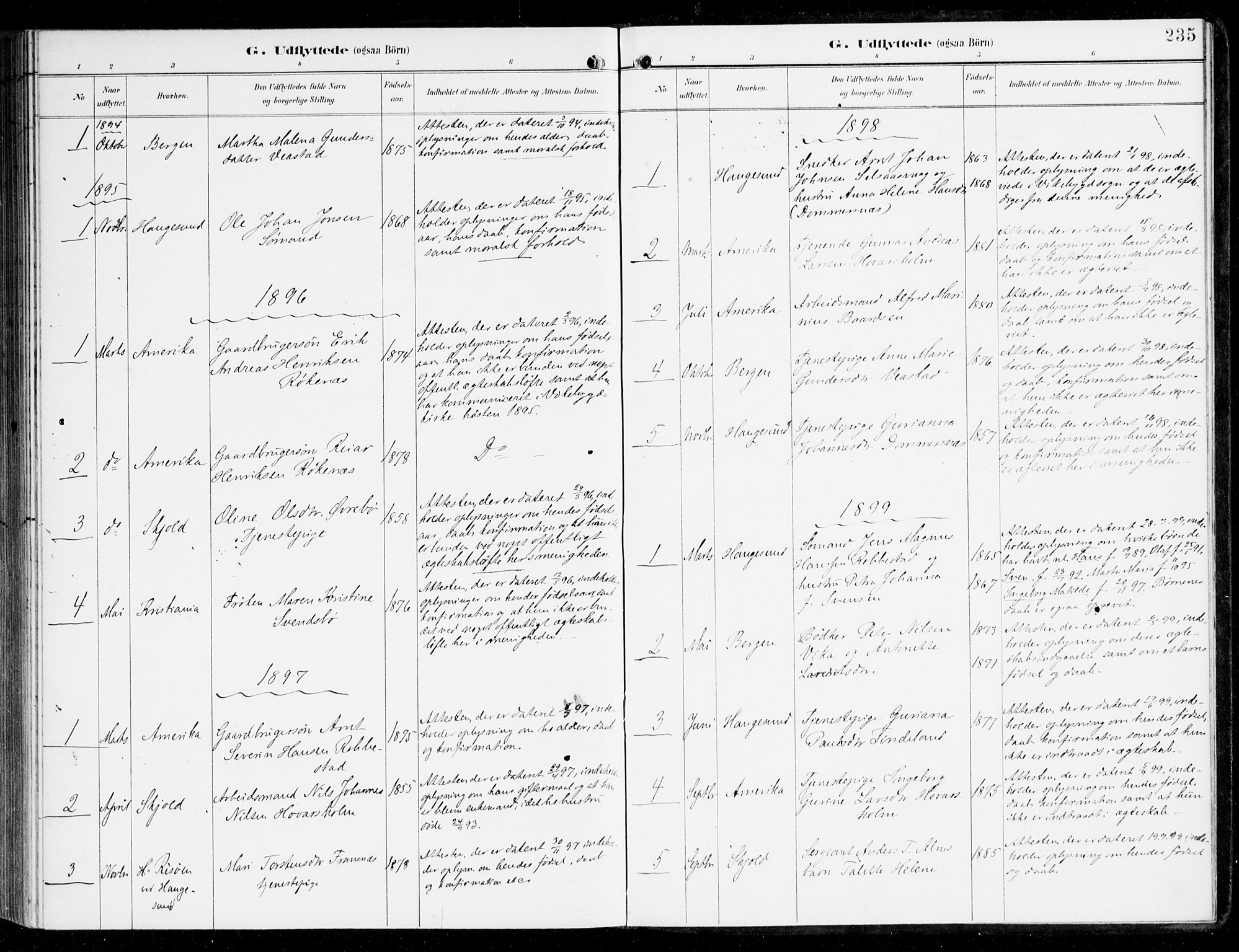 Sveio Sokneprestembete, SAB/A-78501/H/Haa: Parish register (official) no. D 2, 1894-1916, p. 235