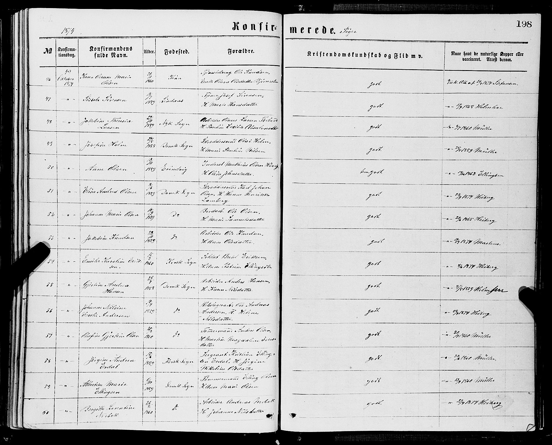 Domkirken sokneprestembete, SAB/A-74801/H/Haa/L0029: Parish register (official) no. C 4, 1864-1879, p. 198