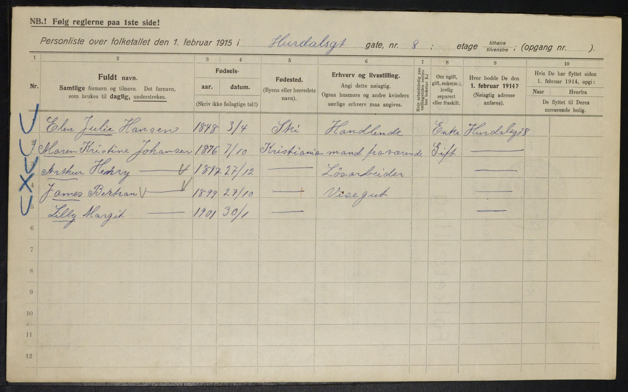 OBA, Municipal Census 1915 for Kristiania, 1915, p. 41813