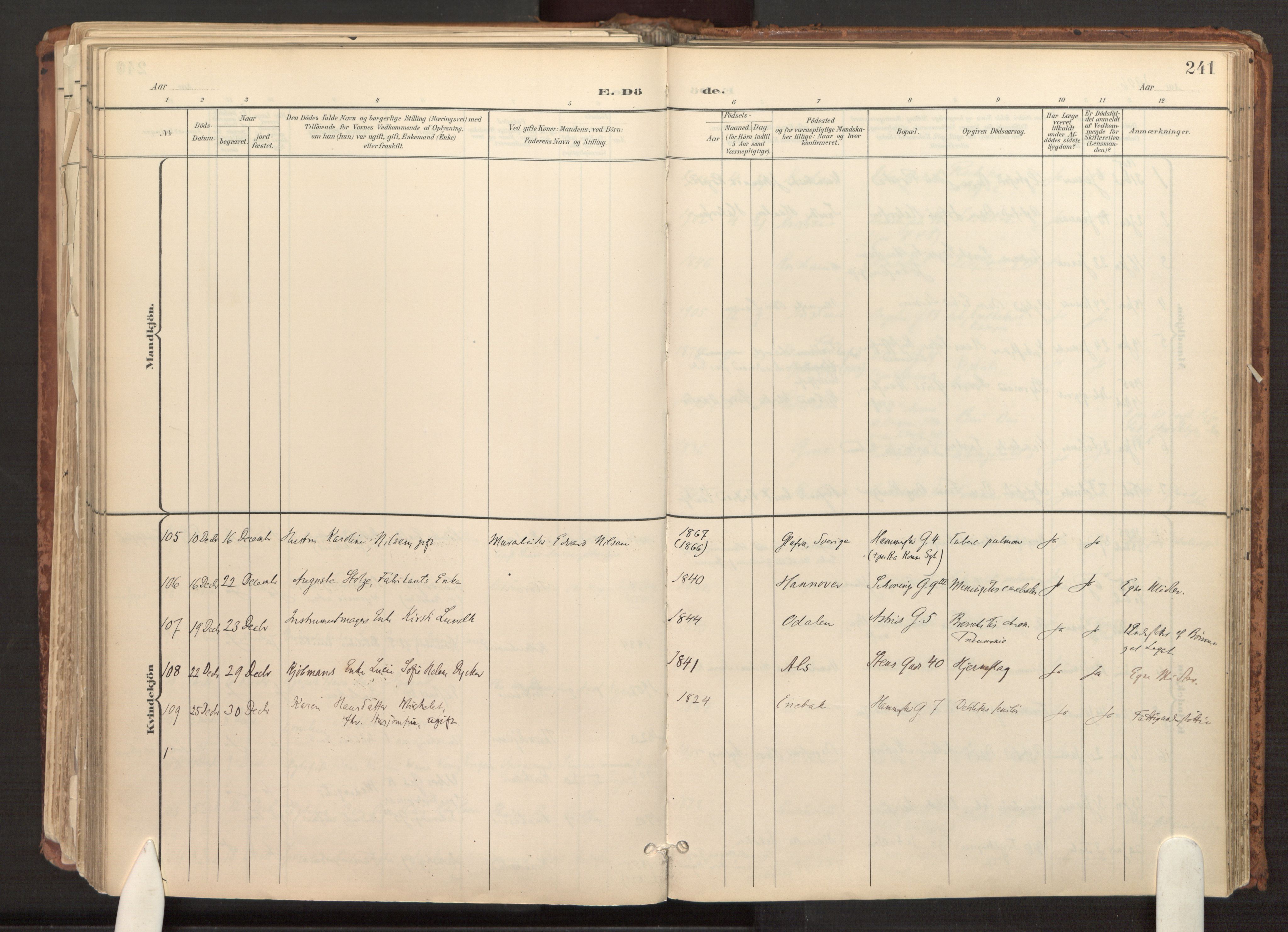 Fagerborg prestekontor Kirkebøker, AV/SAO-A-10844/F/Fa/L0003: Parish register (official) no. 3, 1898-1916, p. 241