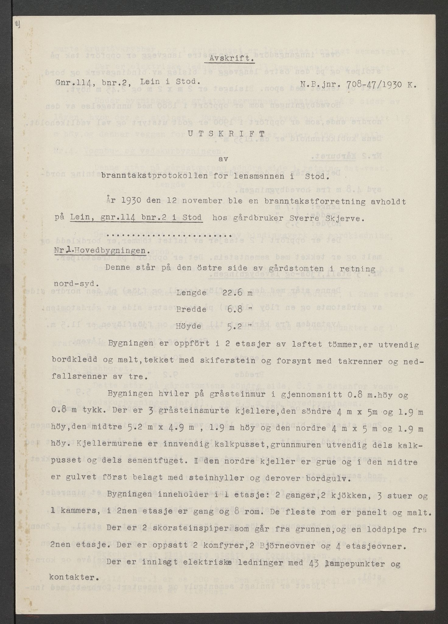 Stod lensmannskontor, AV/SAT-A-5914/T/L0134: Branntakstprotokoll, Stod og Kvam, 1903-1953