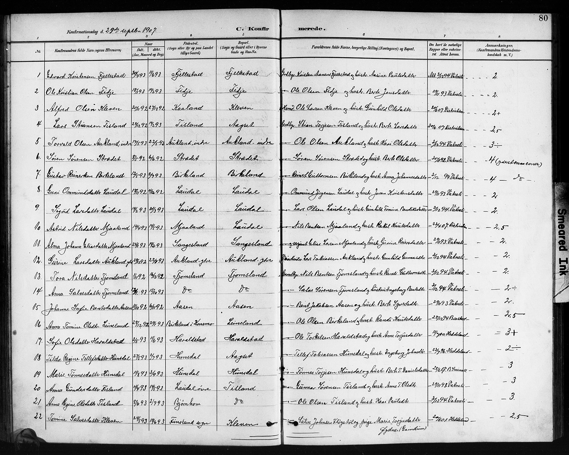 Holum sokneprestkontor, AV/SAK-1111-0022/F/Fb/Fbb/L0004: Parish register (copy) no. B 4, 1899-1920, p. 80