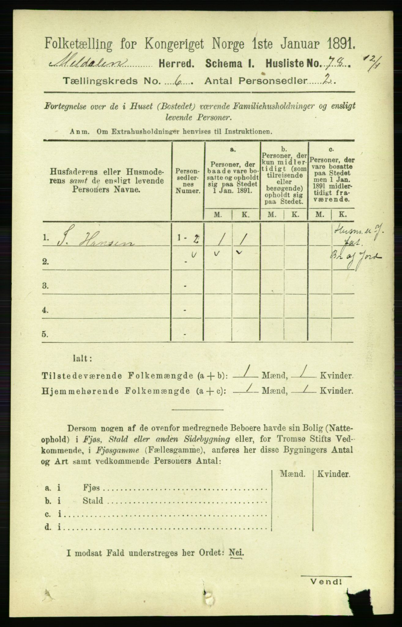 RA, 1891 census for 1636 Meldal, 1891, p. 2866