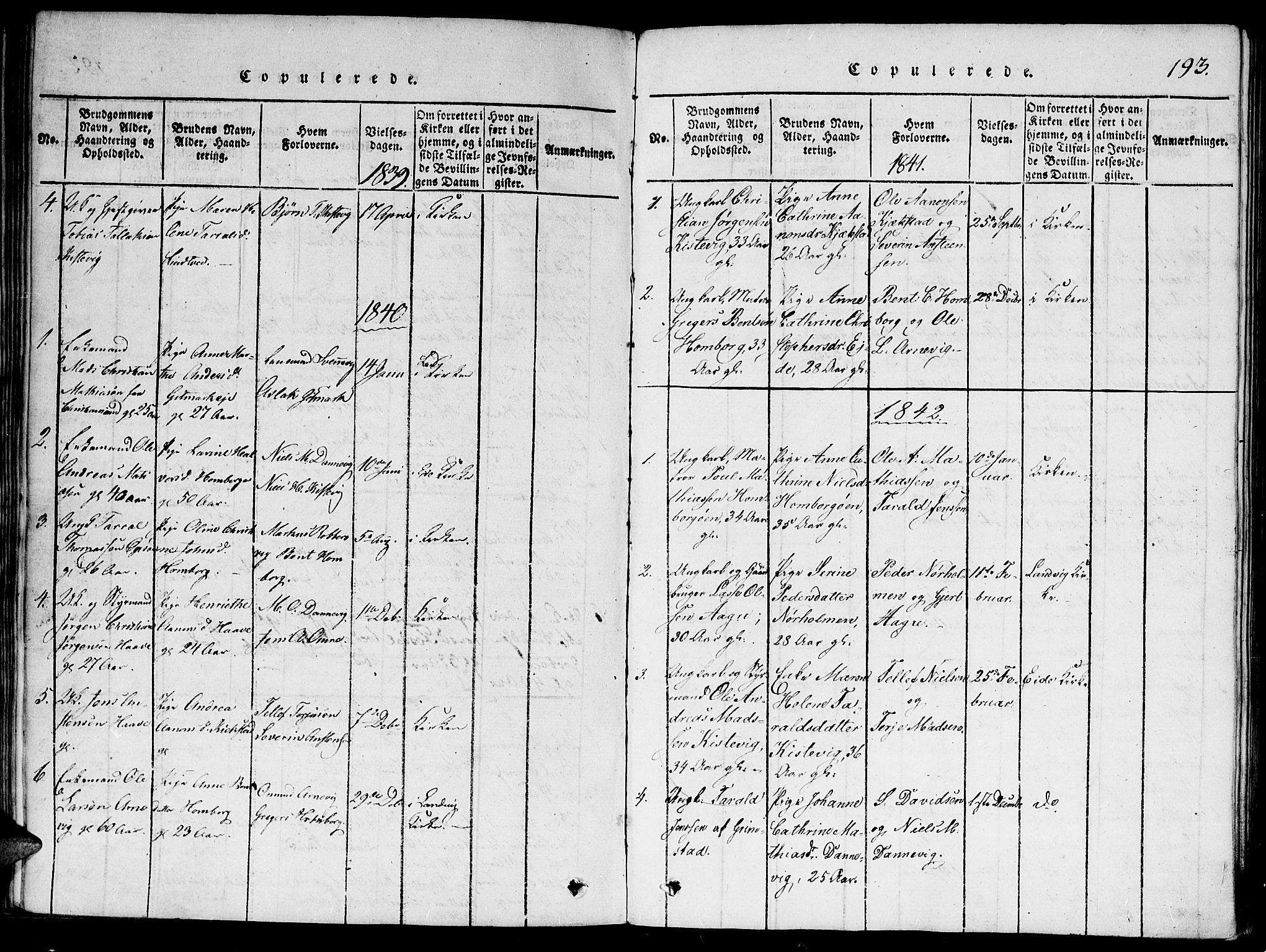 Hommedal sokneprestkontor, AV/SAK-1111-0023/F/Fa/Faa/L0001: Parish register (official) no. A 1, 1816-1860, p. 193