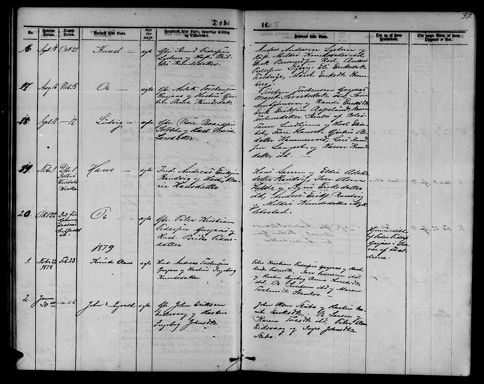 Ministerialprotokoller, klokkerbøker og fødselsregistre - Møre og Romsdal, SAT/A-1454/551/L0630: Parish register (copy) no. 551C02, 1867-1885, p. 39