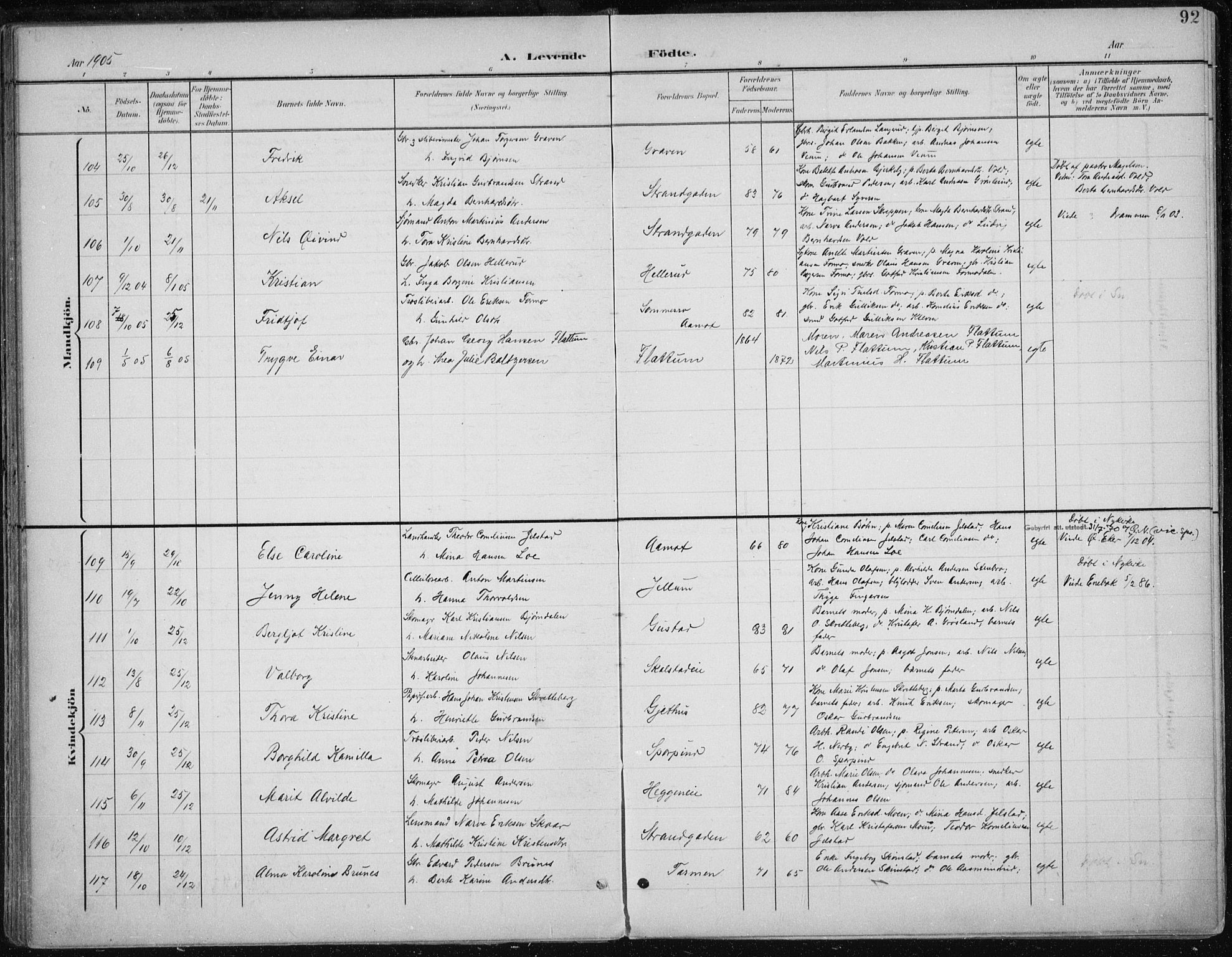 Modum kirkebøker, AV/SAKO-A-234/F/Fa/L0013: Parish register (official) no. 13, 1899-1907, p. 92